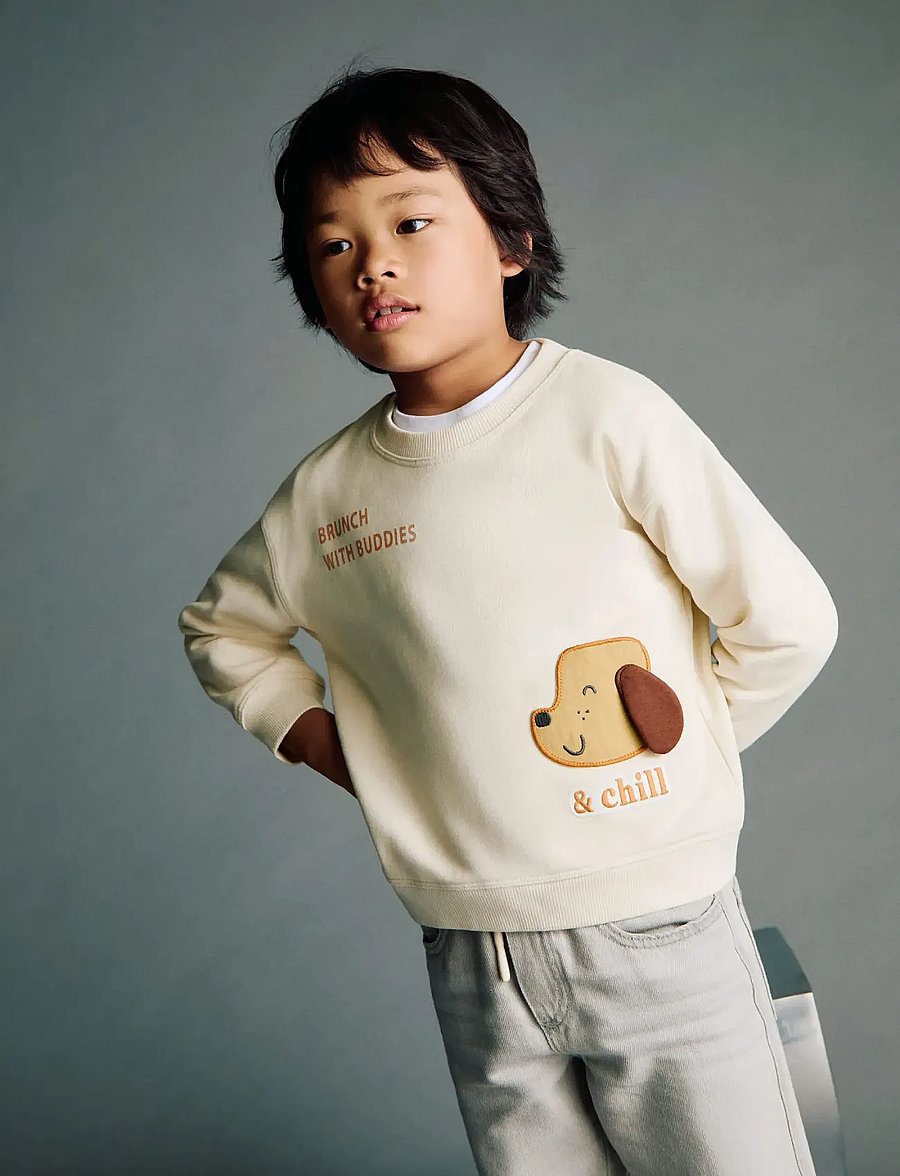 Mango - Sweatshirt with embroidered animals - sweatshirts - light beige - 0