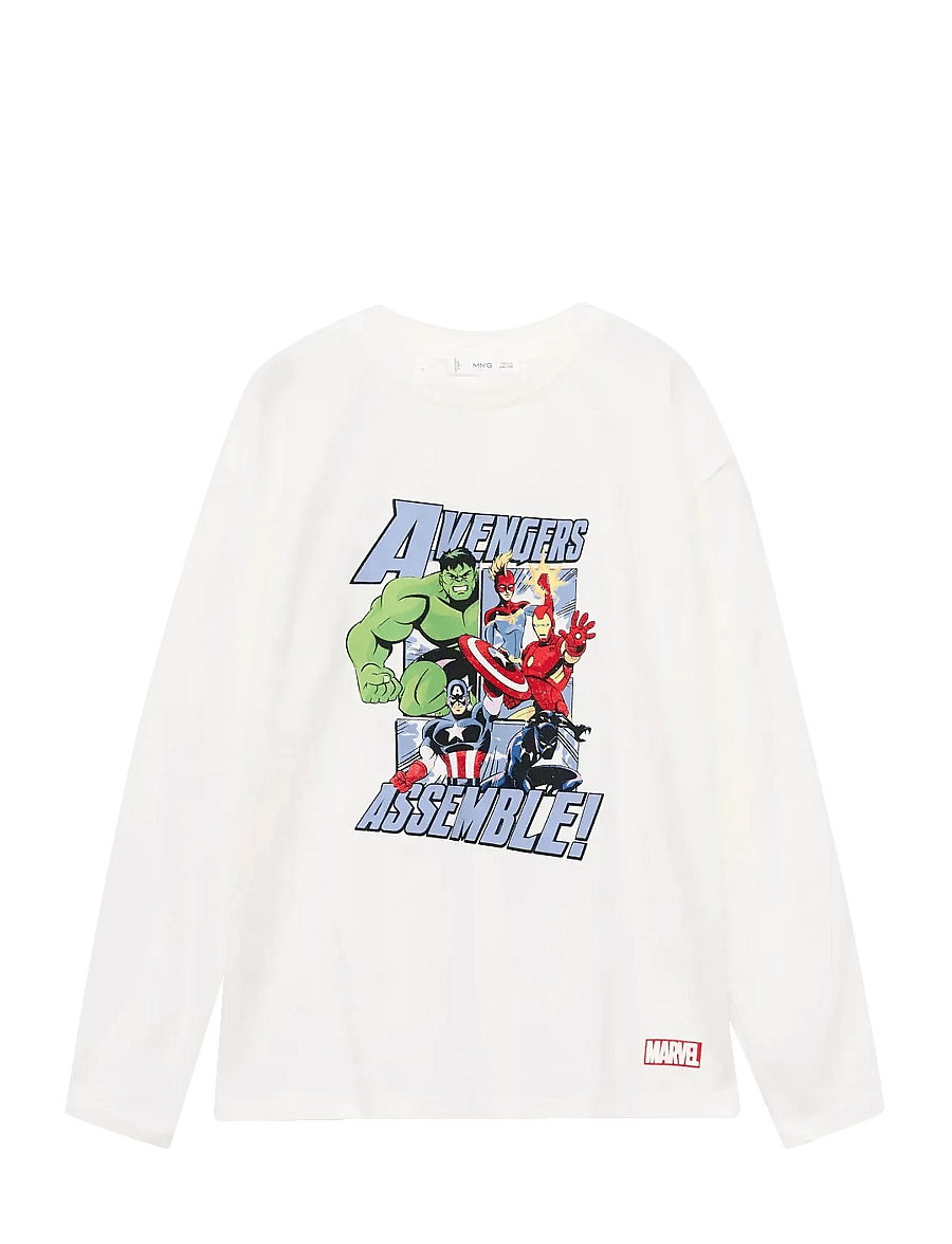 Mango - Superhero cotton Marvel t-shirt - långärmade t-shirts - natural white - 0