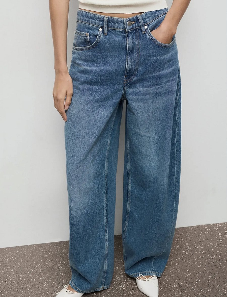 Mango - Mid-rise balloon jeans - barrel jeans - open blue - 0