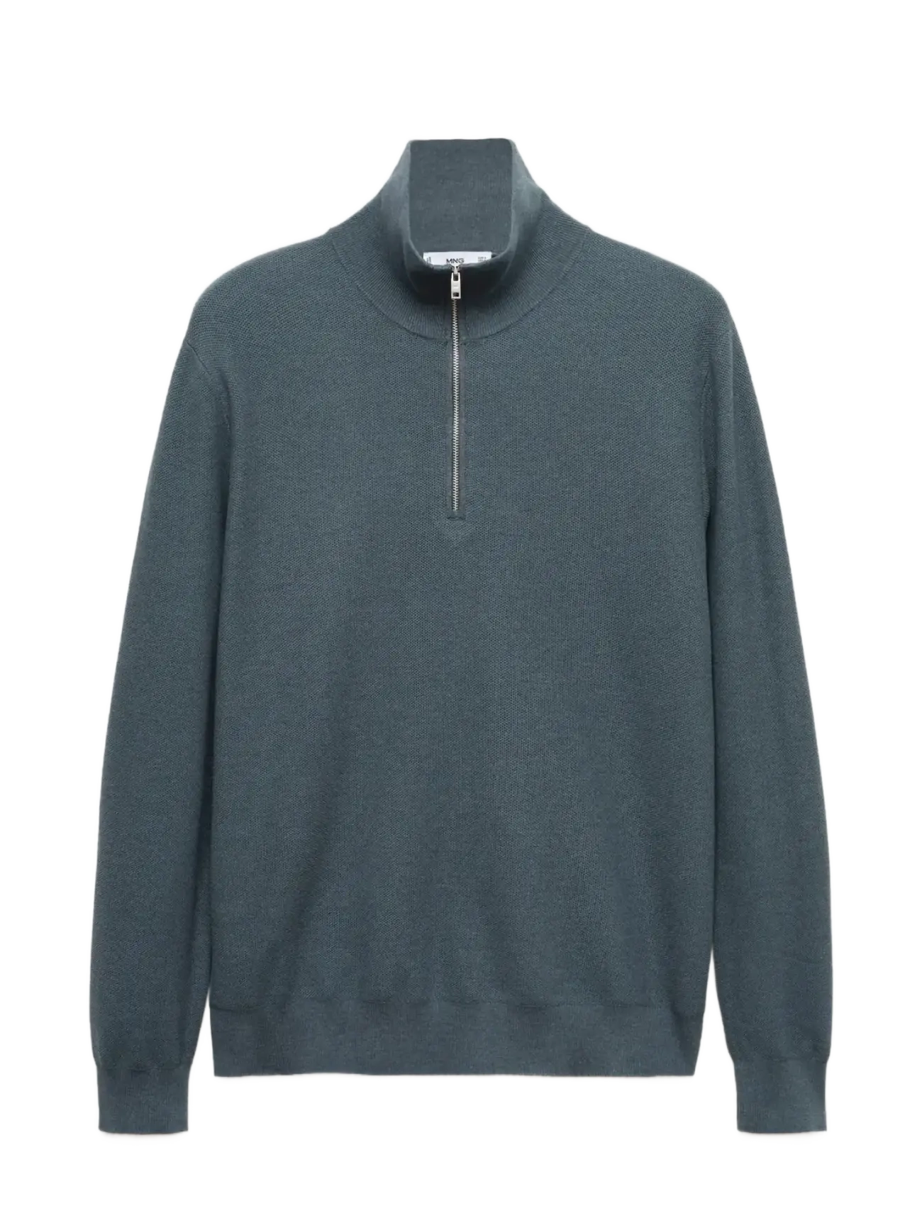 Microstructure sweater with zipper collar - DARK BLUE