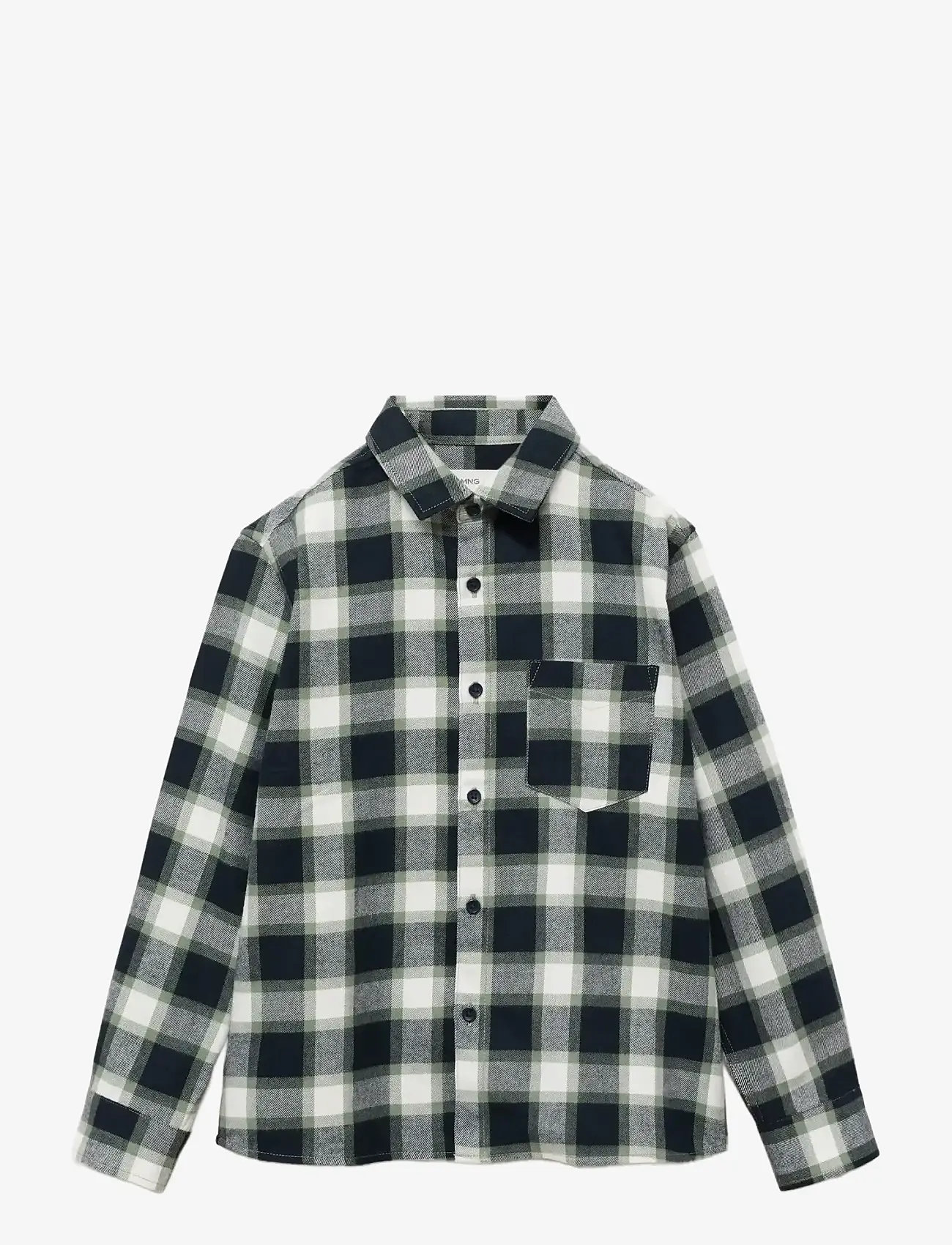 Mango - Check cotton shirt - rutiga skjortor - navy - 0