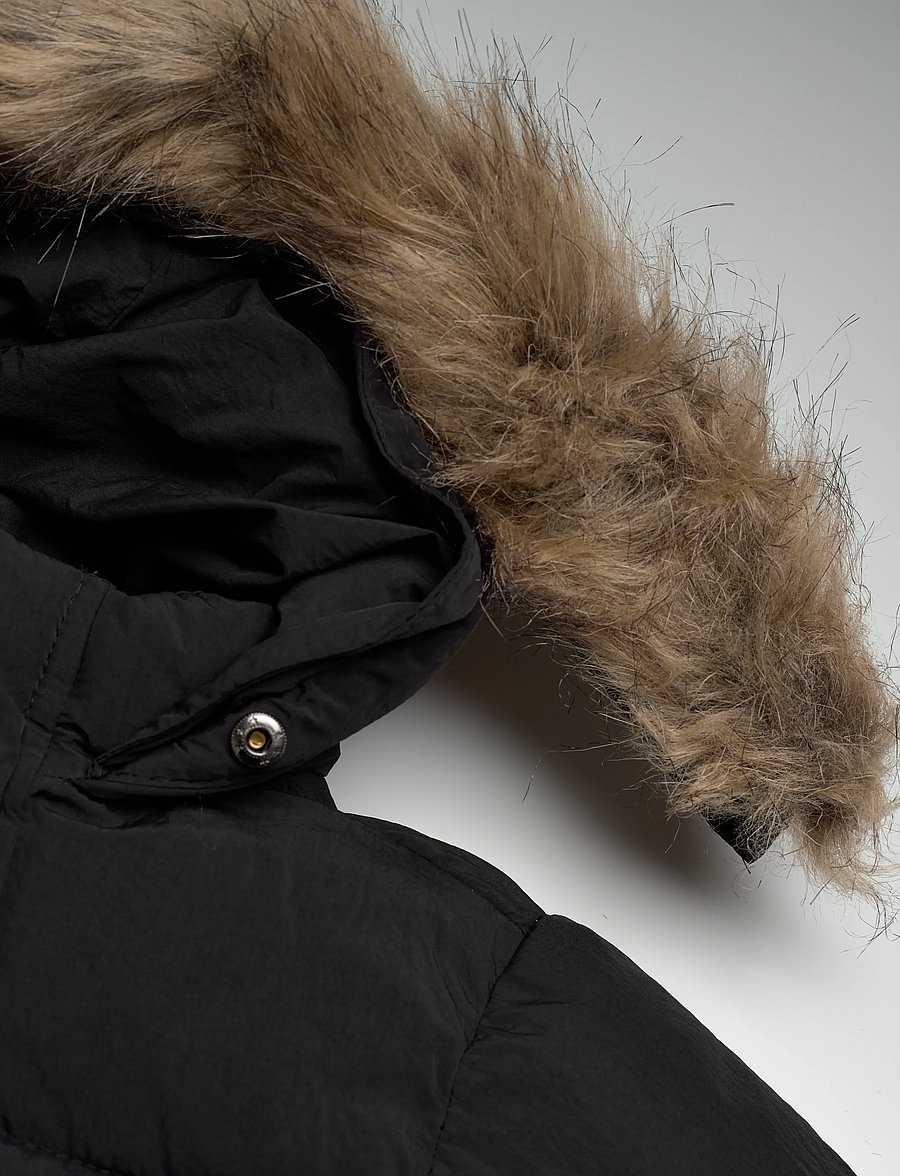 Mango - Puffer coat with fur-effect hood - vinterjackor - black - 3