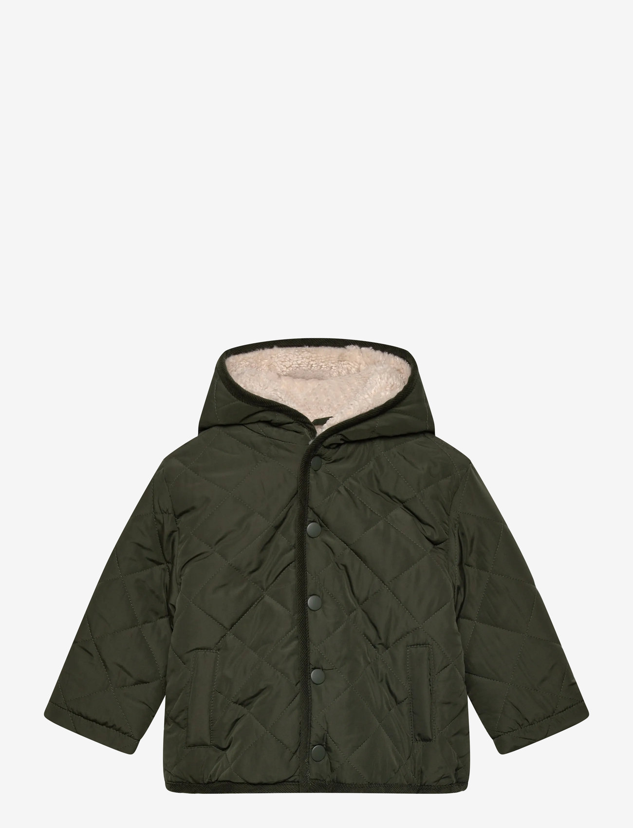 Mango - Fur-effect quilted coat - quiltede jakker - beige - khaki - 0