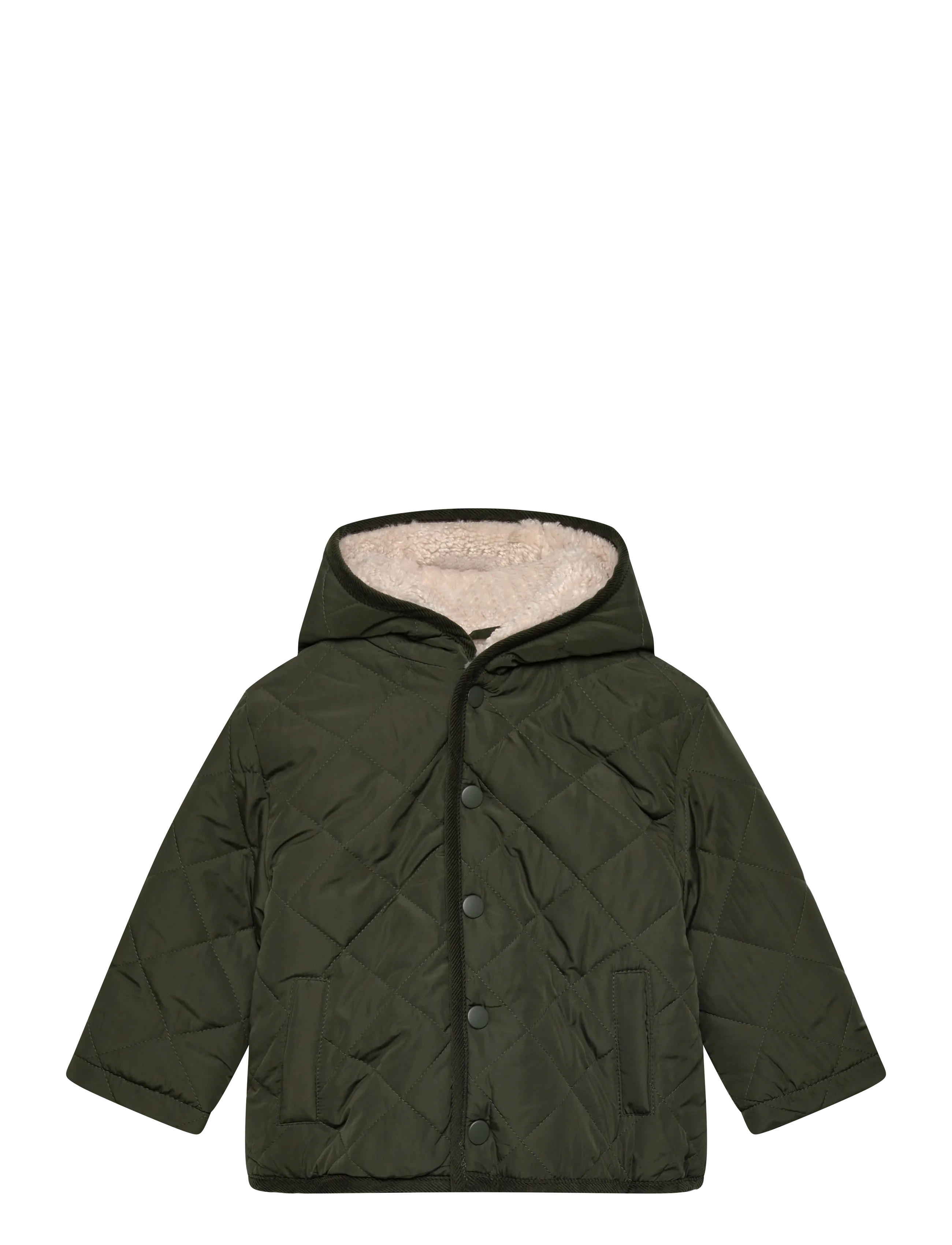 Fur-effect quilted coat - BEIGE - KHAKI