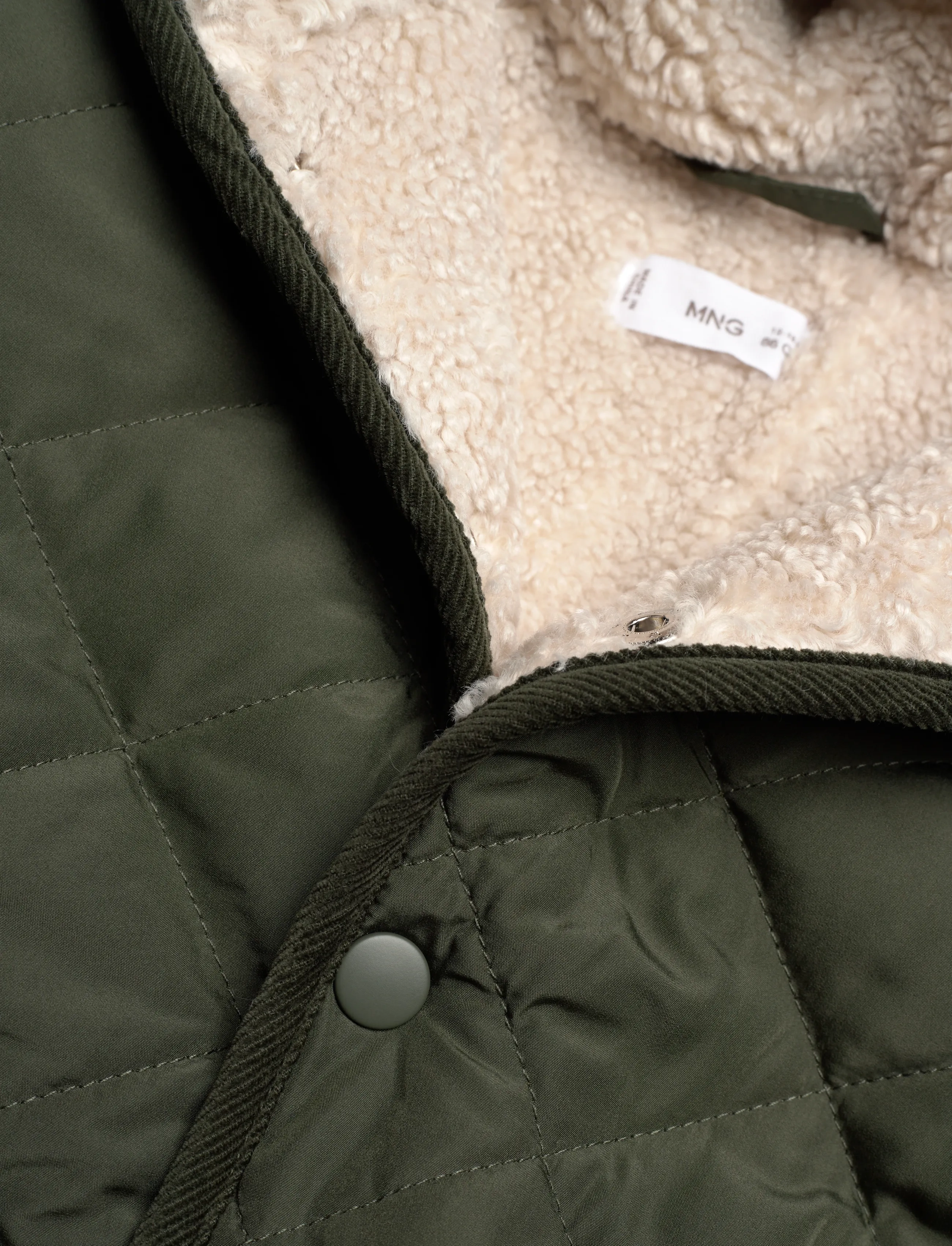 Mango - Fur-effect quilted coat - herbstjacken - beige - khaki - 2