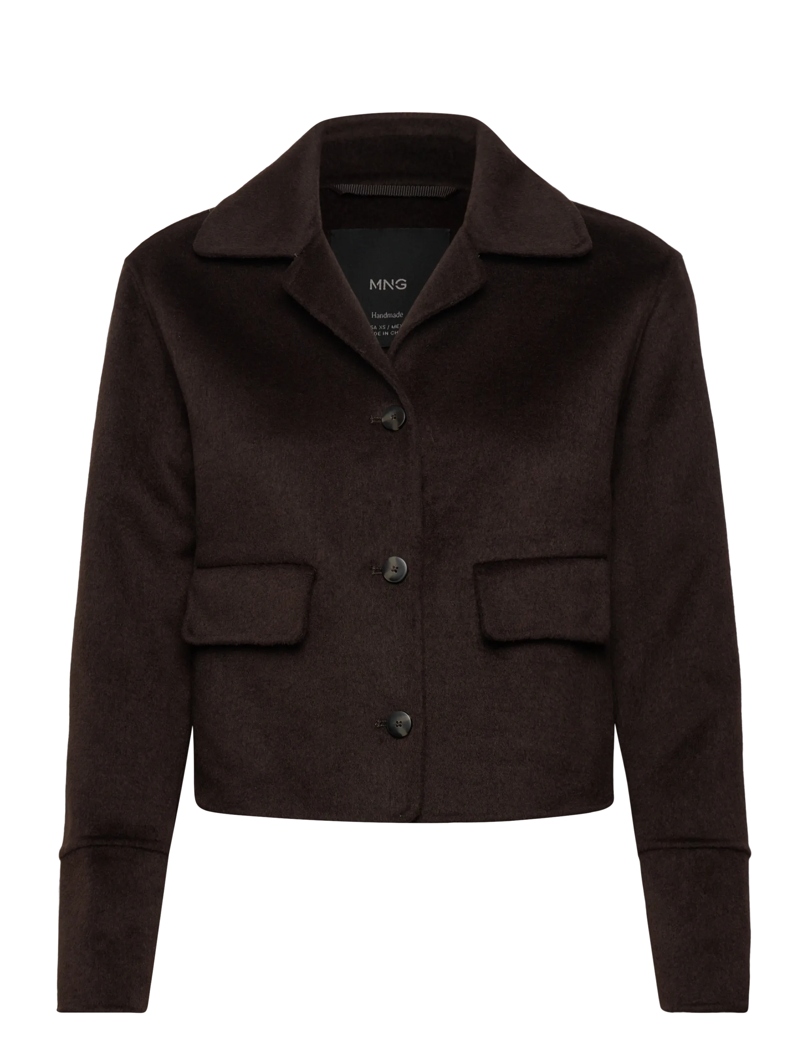 Wool jacket with buttons - MEDIUM BROWN