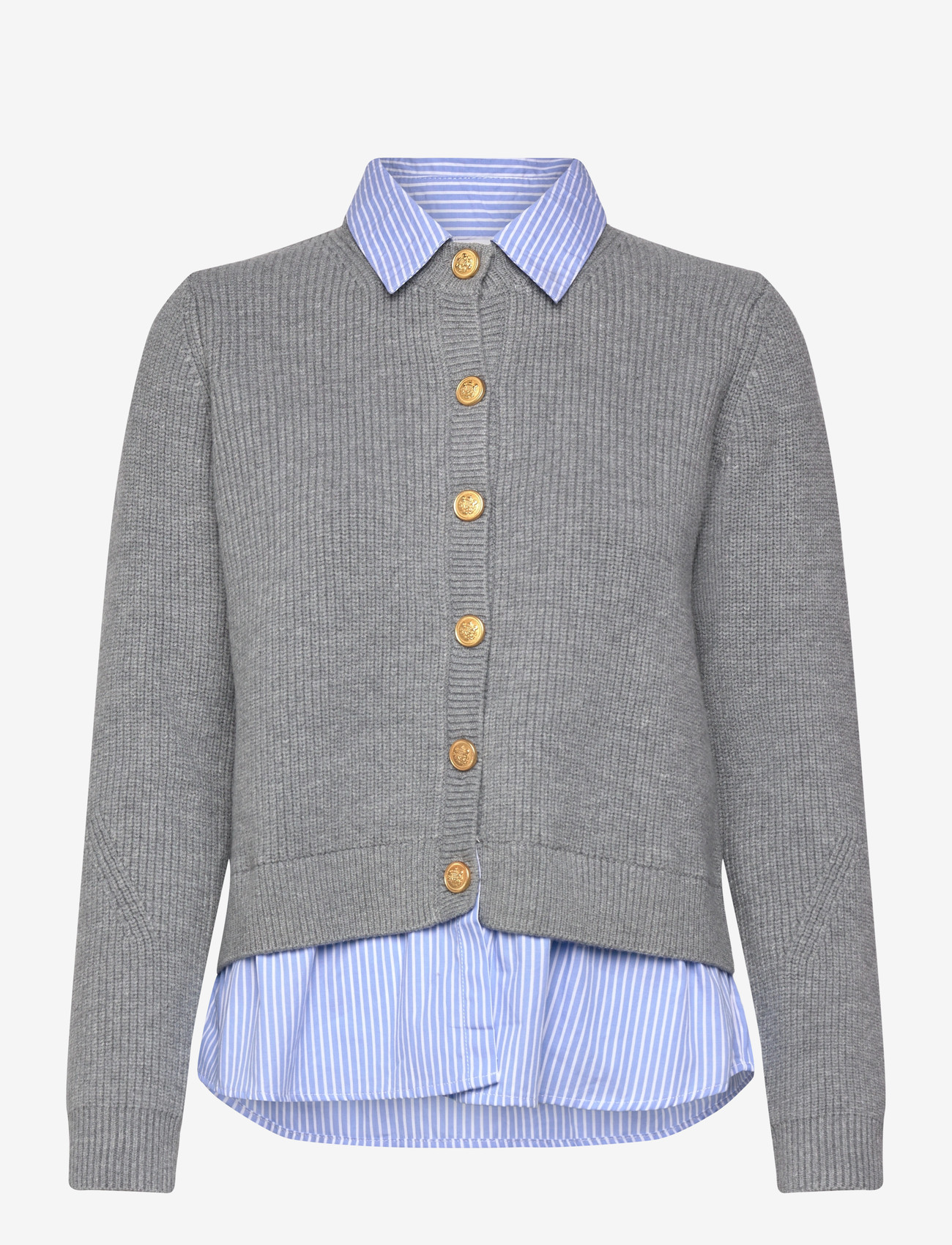 Mango - Combined knitted cardigan - koftor - grey - 0