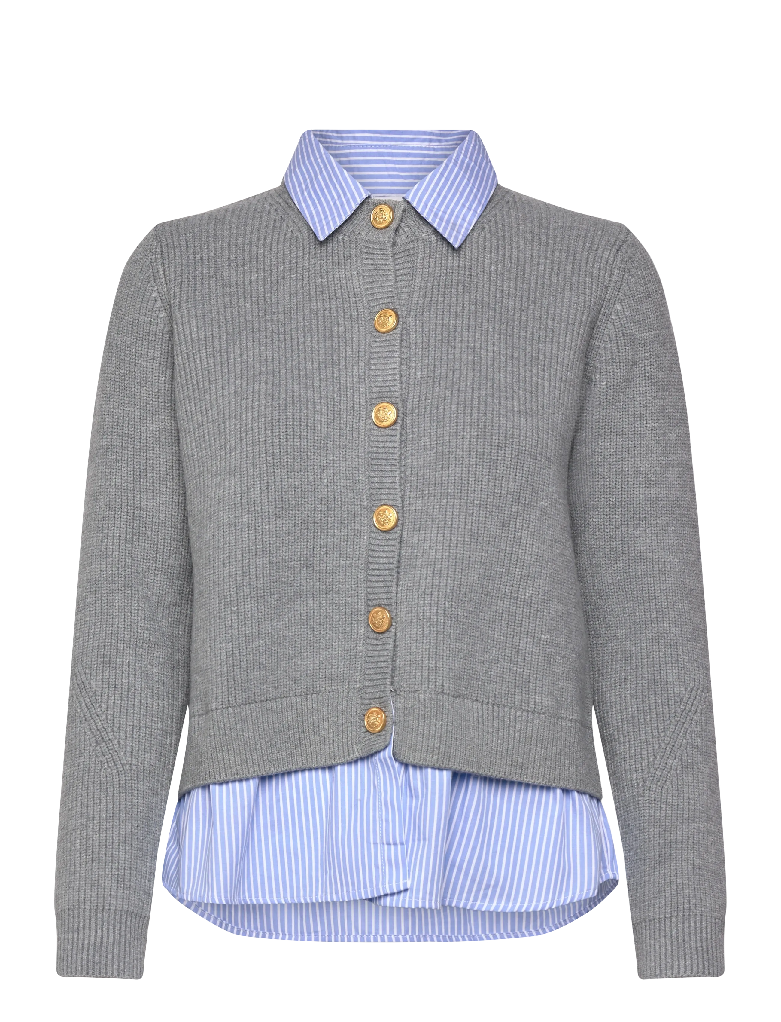 Combined knitted cardigan - GREY