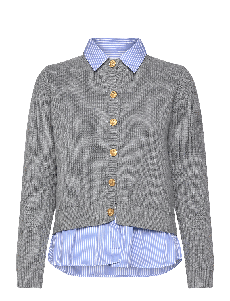 Mango - Combined knitted cardigan - koftor - grey - 0