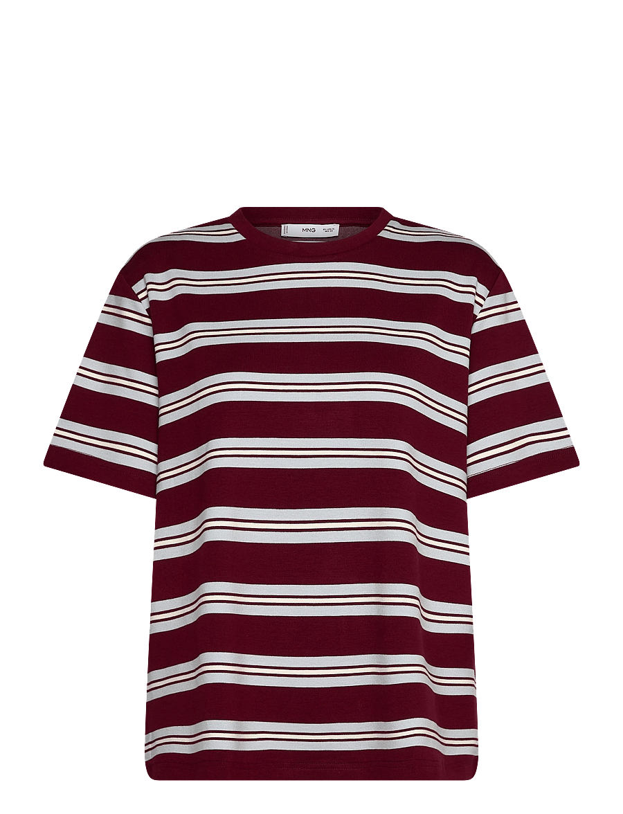 Mango - Striped short-sleeved t-shirt - t-shirts - dark red - 1