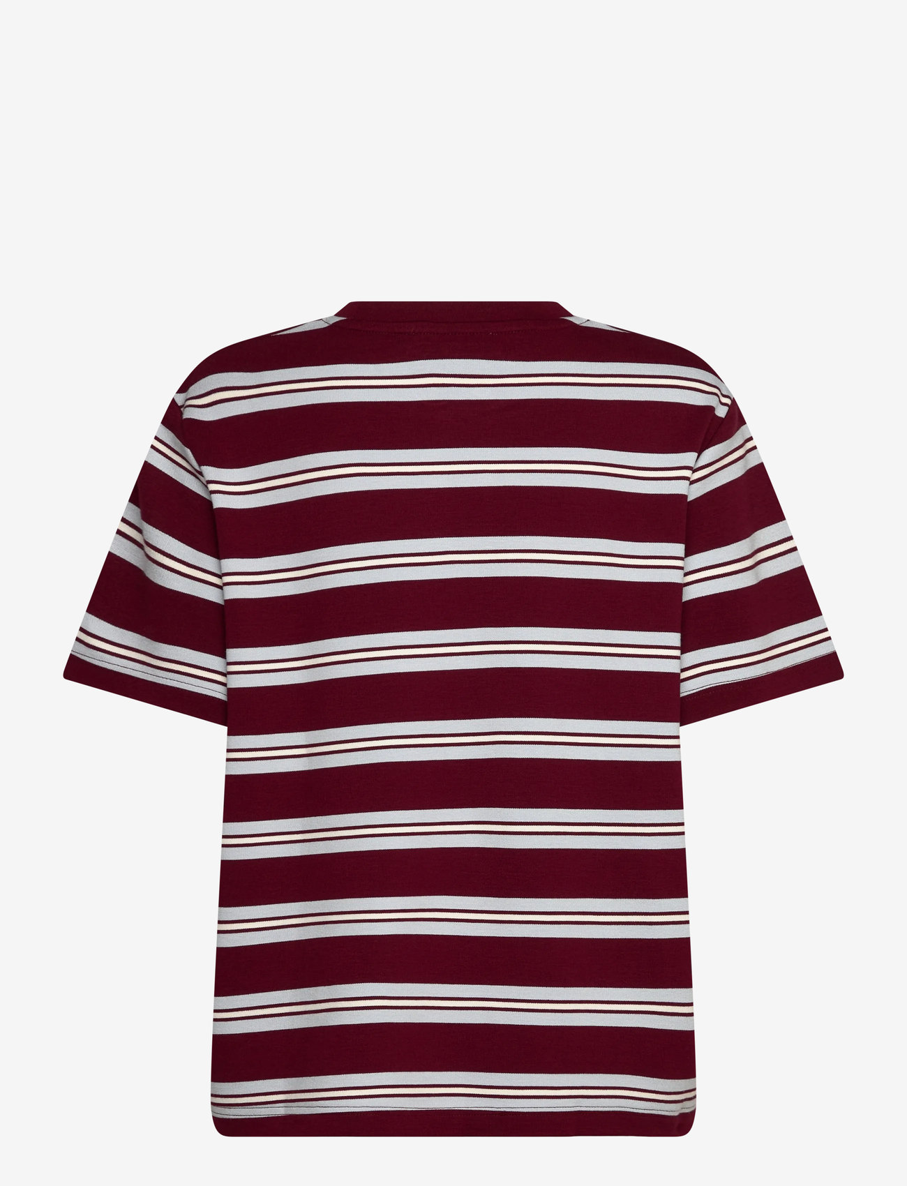 Mango - Striped short-sleeved t-shirt - efterårstøj - dark red - 1