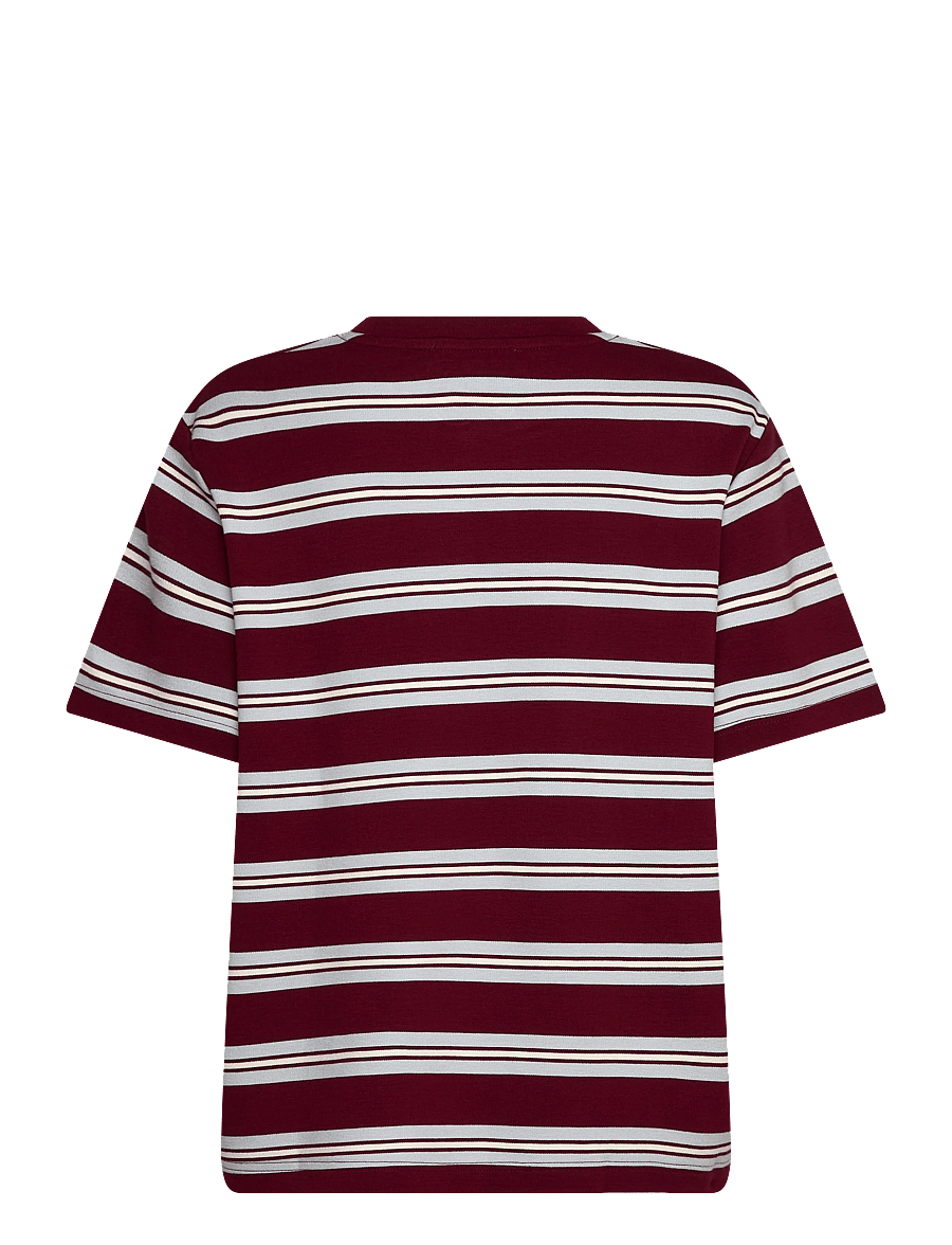 Mango - Striped short-sleeved t-shirt - t-shirts - dark red - 2