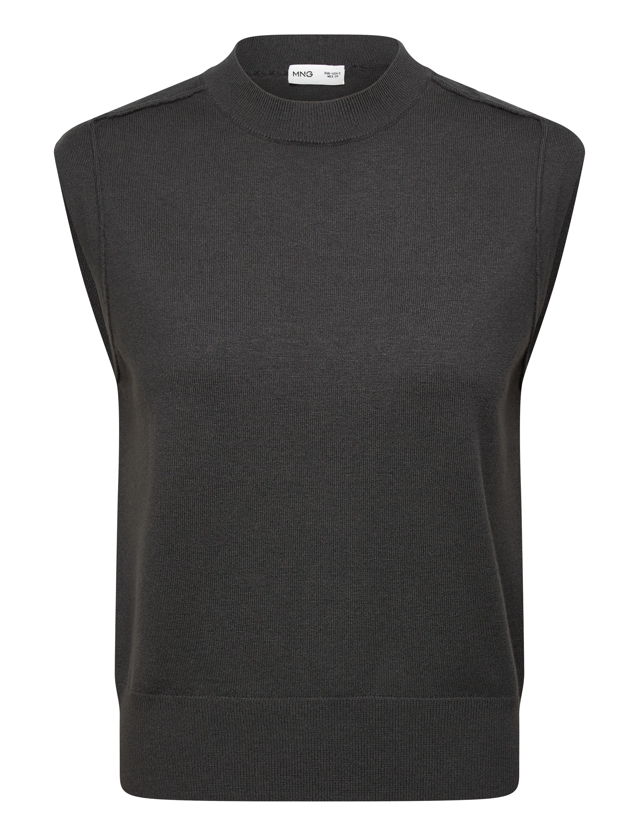 Mango Knitted waistcoat with seam detail - Tøj - CHARCOAL / grey
