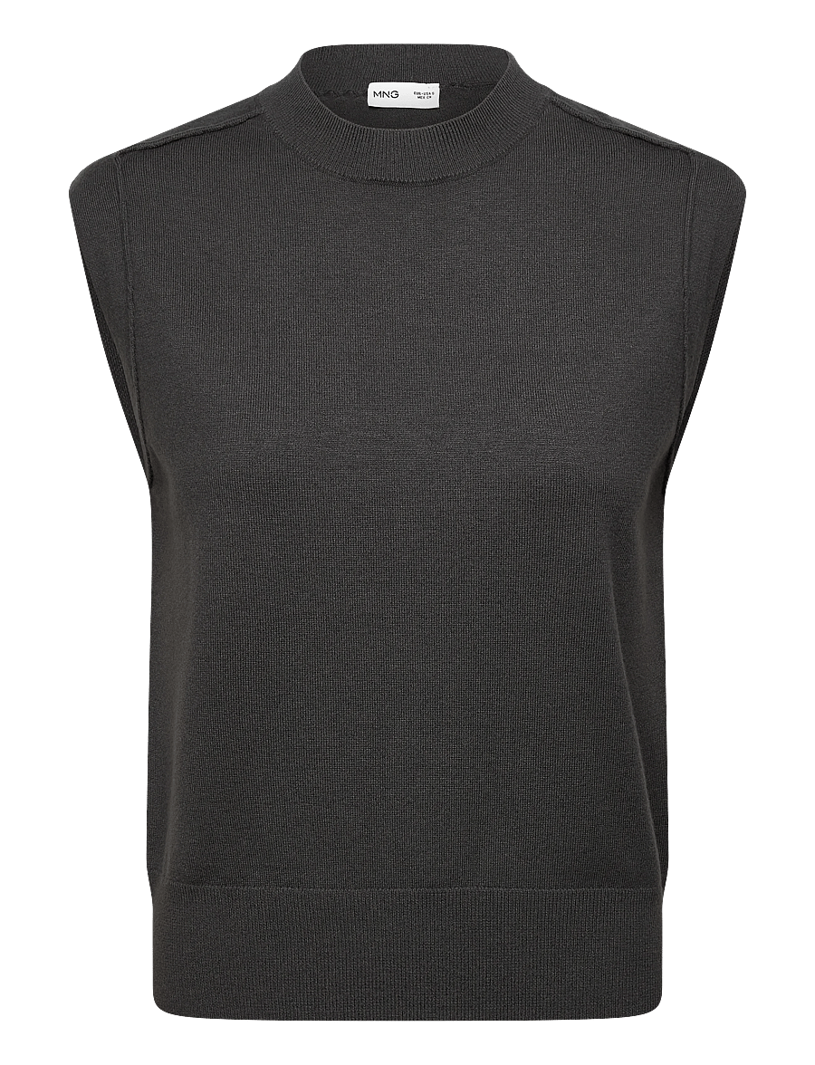 Mango - Knitted waistcoat with seam detail - strikveste - charcoal - 1