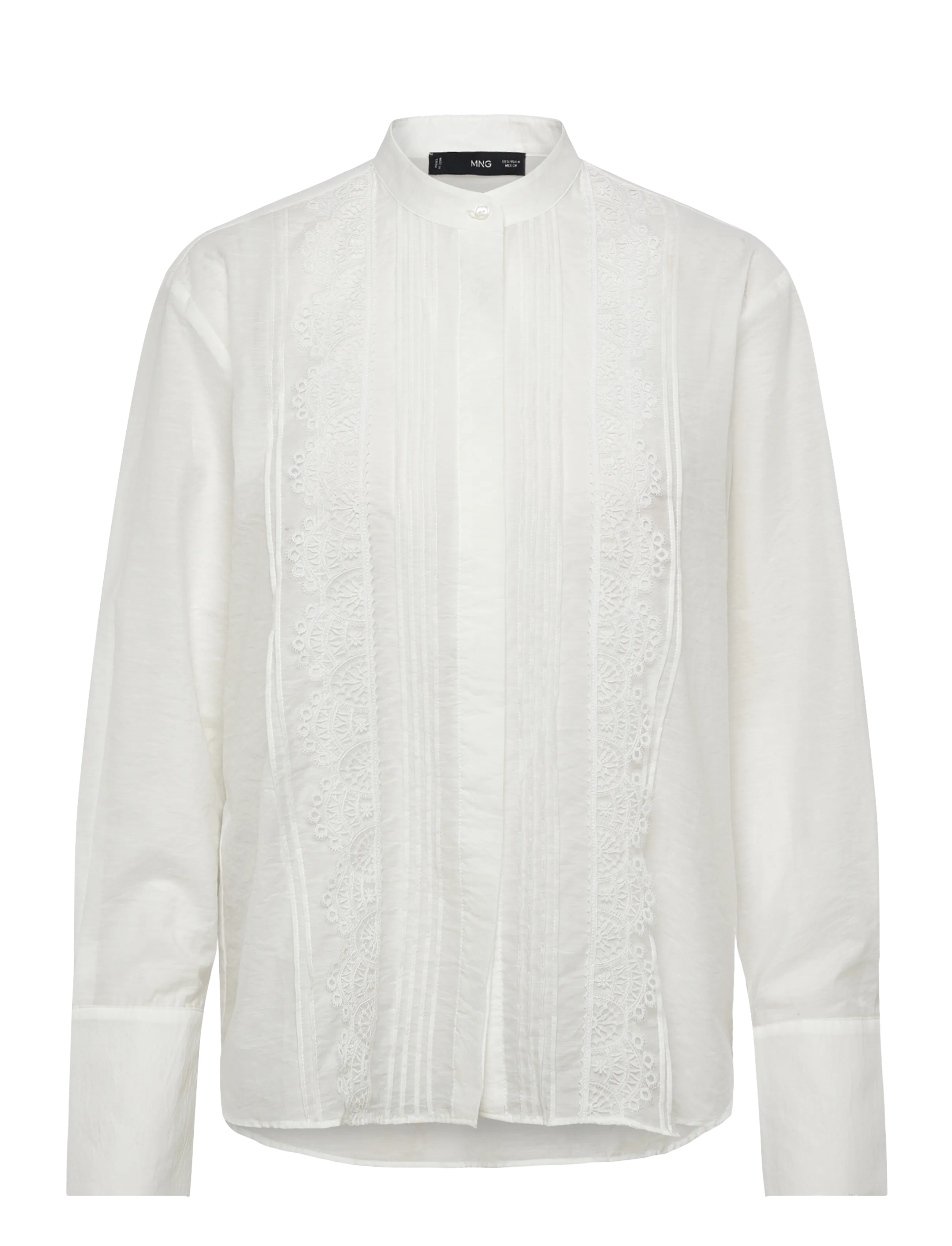 MANGO Bluse With Strickjacke Trim Details Weiß - S - Damen