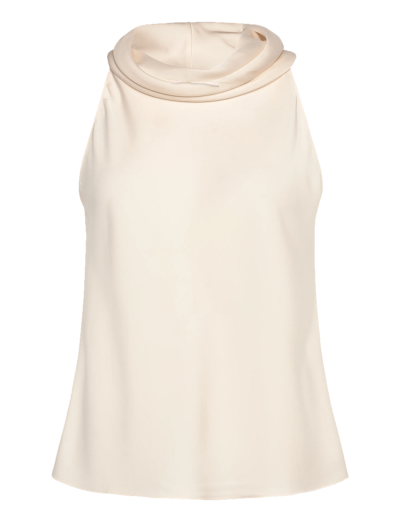 Mango - Draped neck blouse - tanktops - light beige - 0