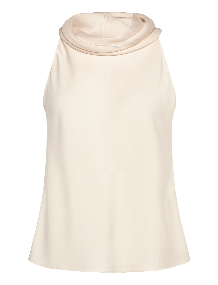 Mango - Draped neck blouse - tanktops - light beige - 1