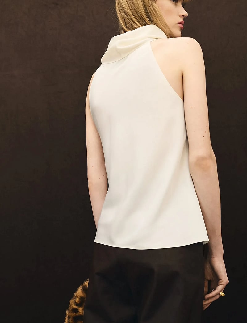 Mango - Draped neck blouse - sleeveless tops - light beige - 3