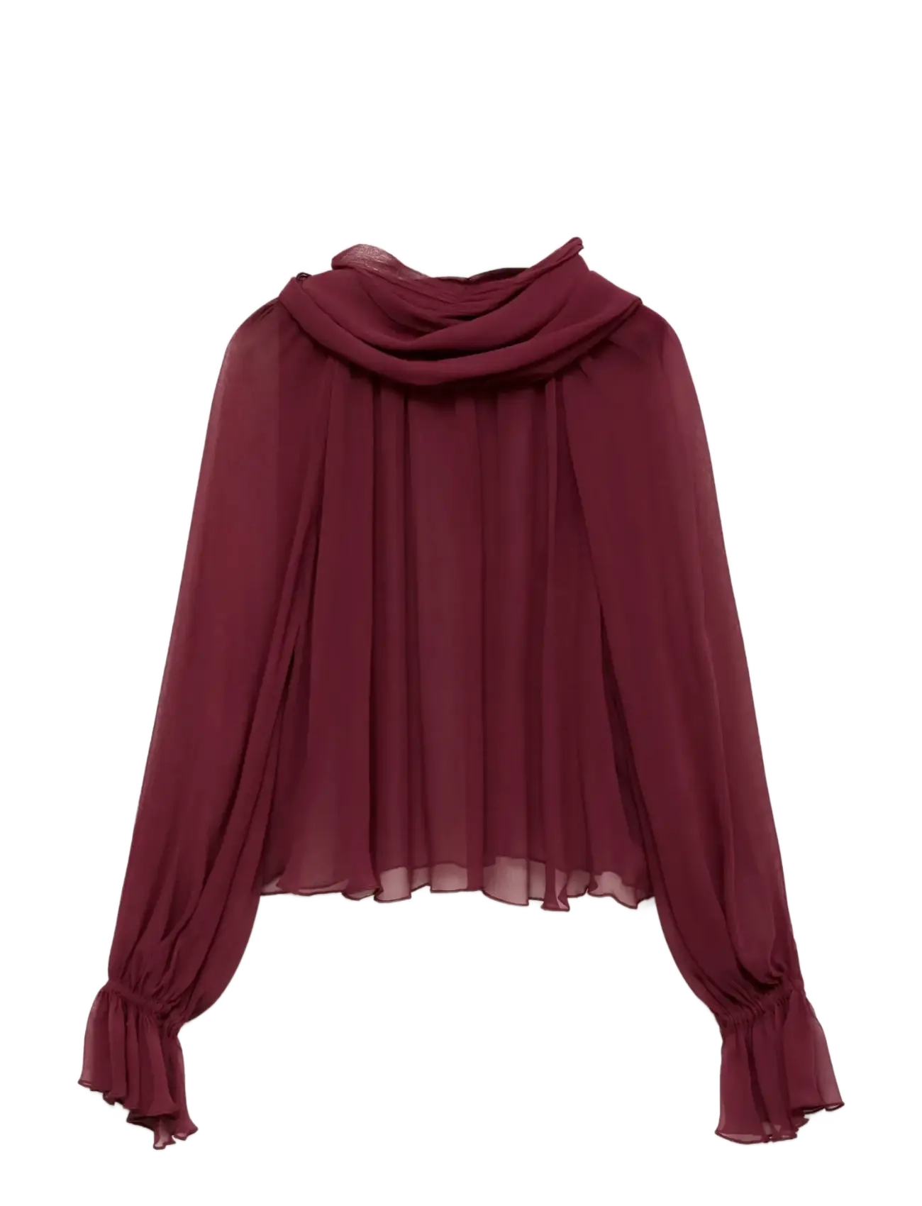 MANGO Semi-Transparent Bluse With Foulard Burgundy - M - Damen
