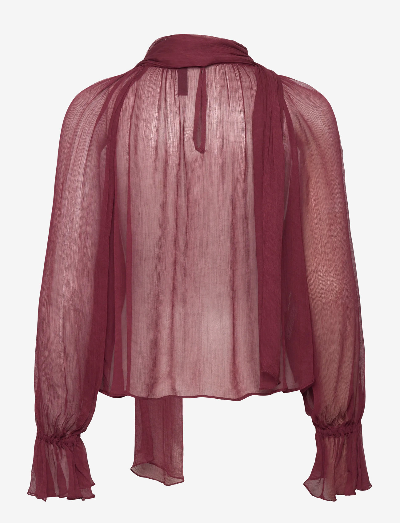 Mango - Semi-transparent blouse with foulard - langärmlige blusen - dark red - 1