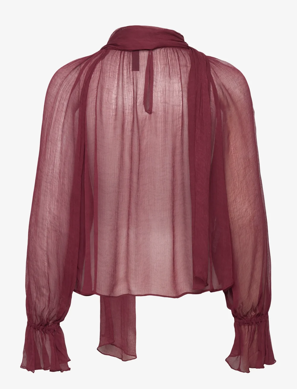 Mango - Semi-transparent blouse with foulard - langærmede bluser - dark red - 1