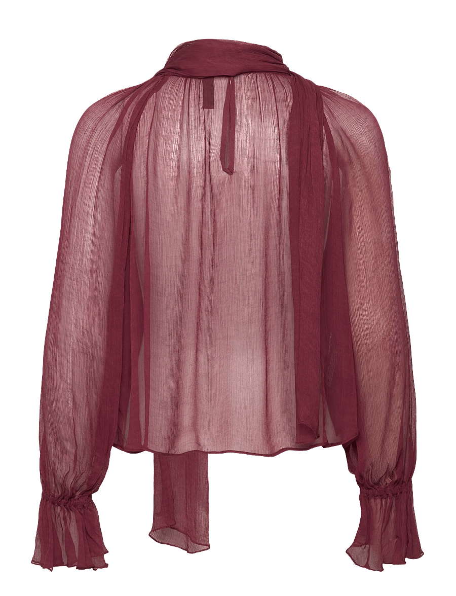 Mango - Semi-transparent blouse with foulard - langärmelige blusen - dark red - 2