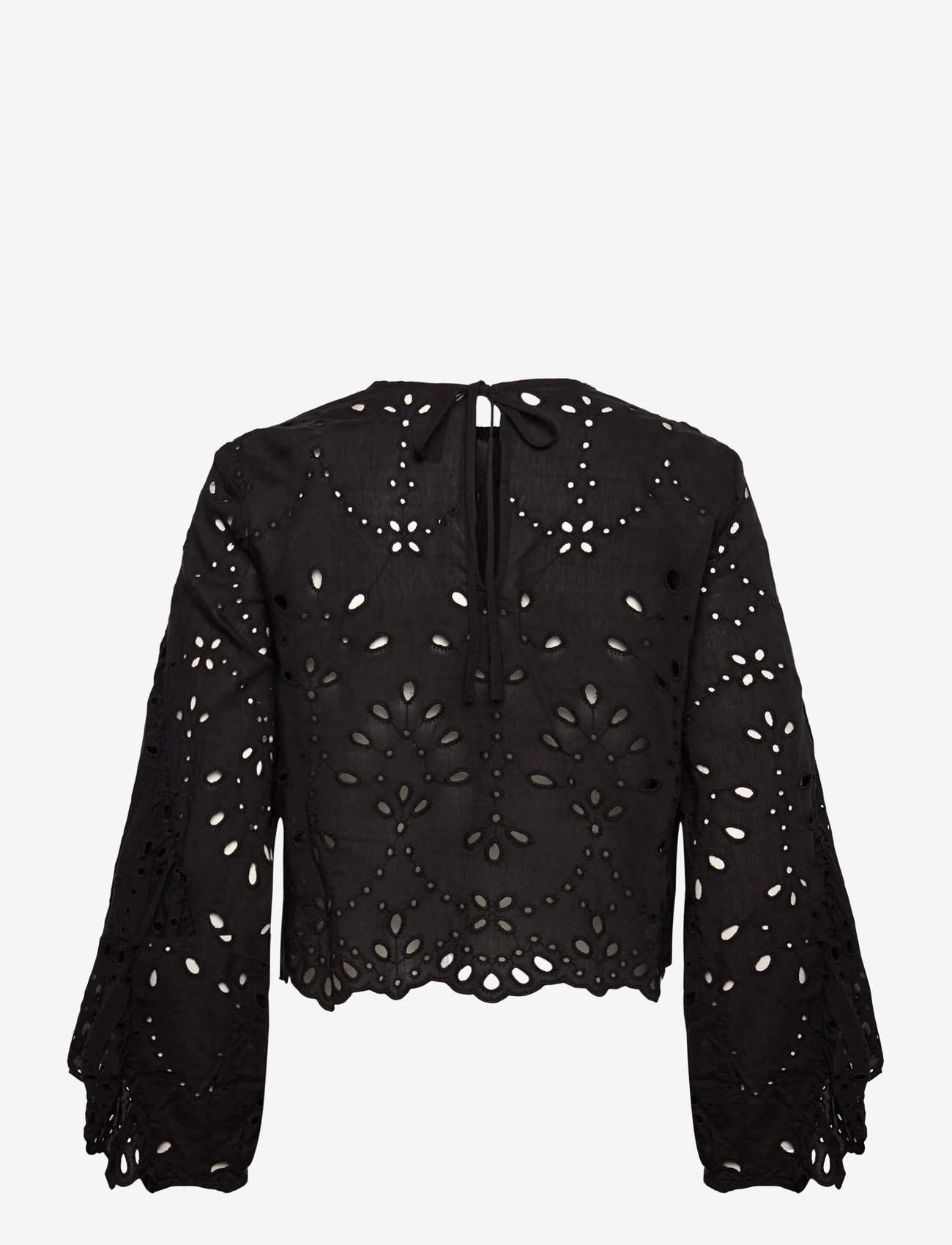 Mango - Blouse with embroidered eyelet ruffles - langærmede bluser - black - 1