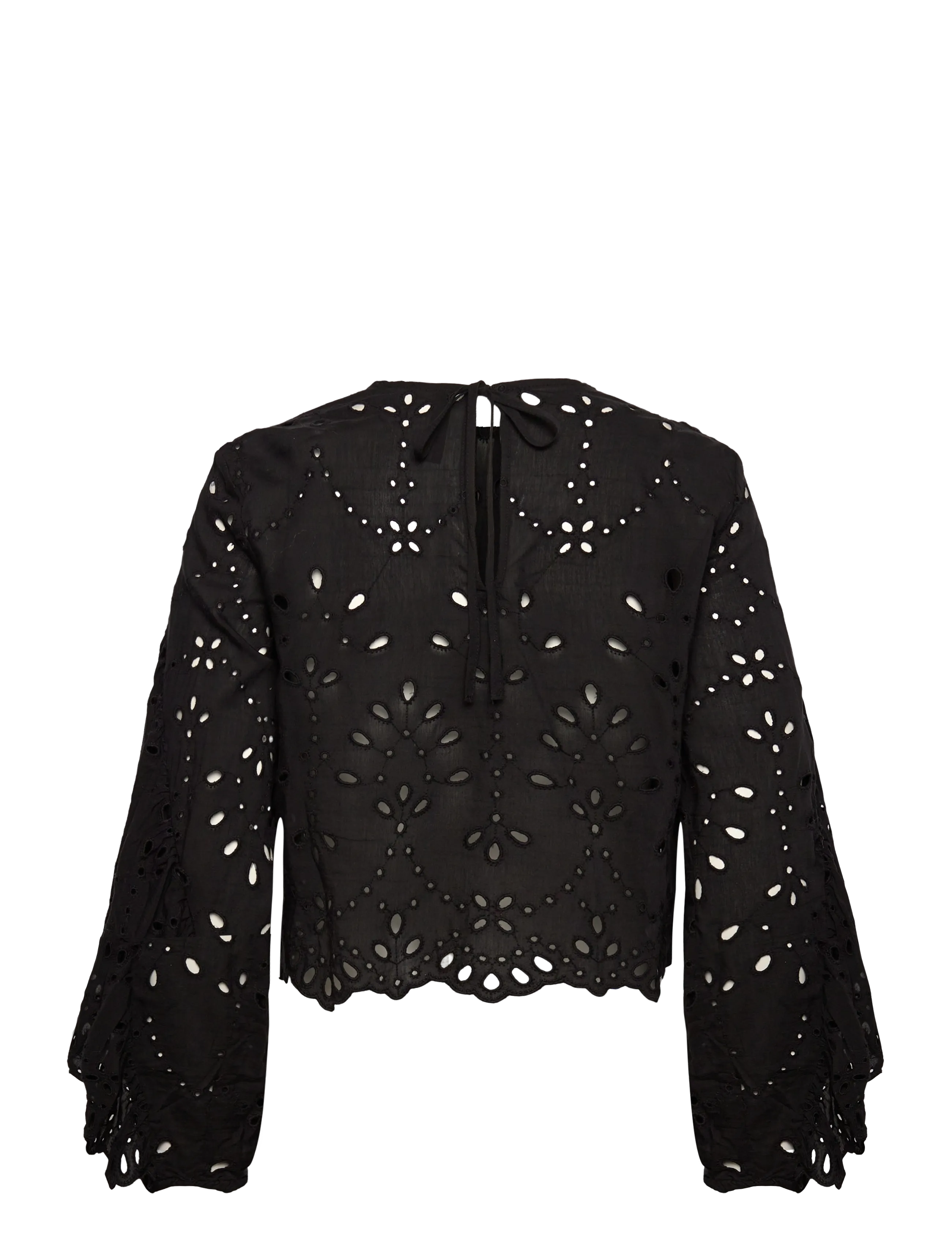 Mango - Blouse with embroidered eyelet ruffles - pikkade varrukatega pluusid - black - 2