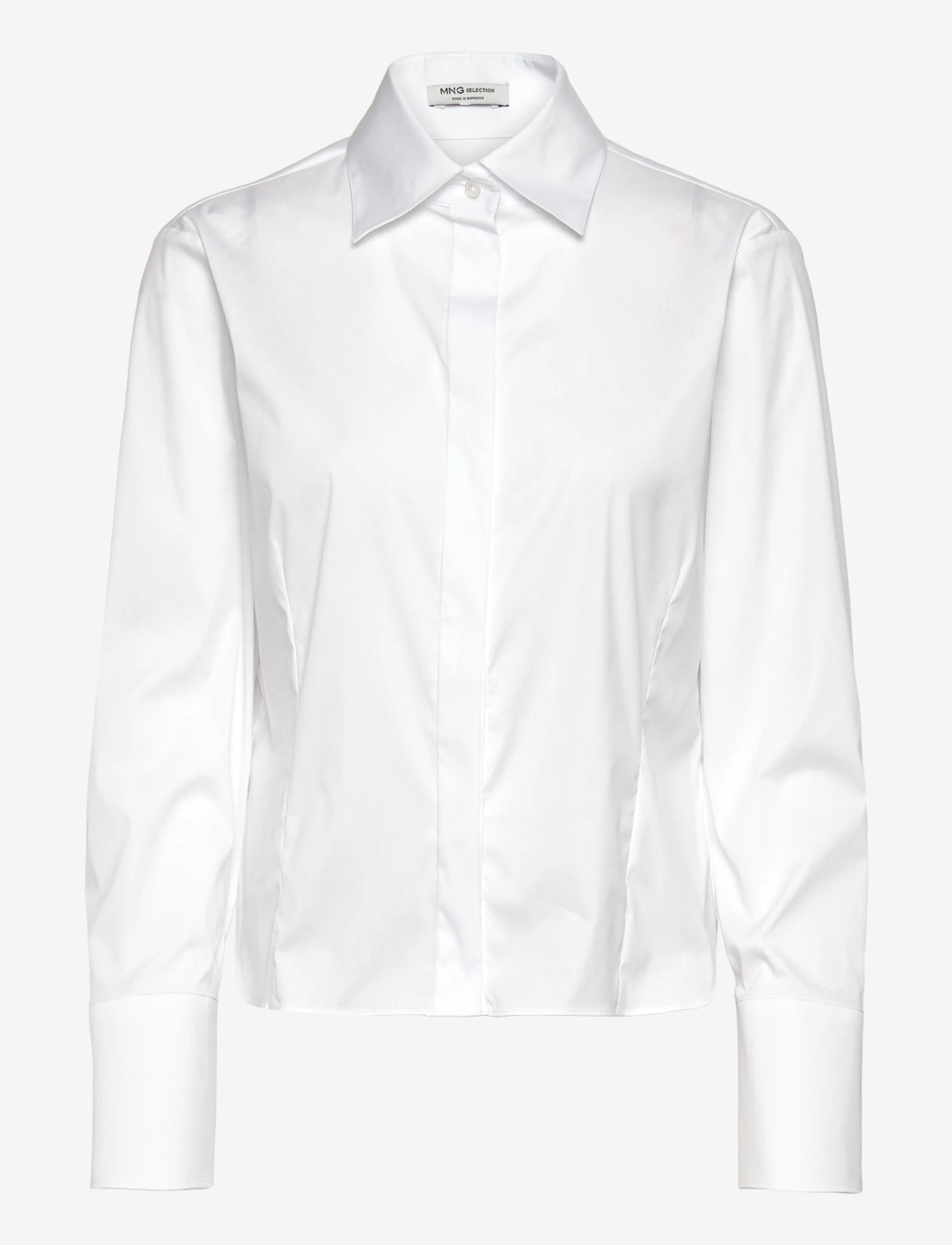 Mango - Slim-fit poplin shirt - långärmade skjortor - white - 0
