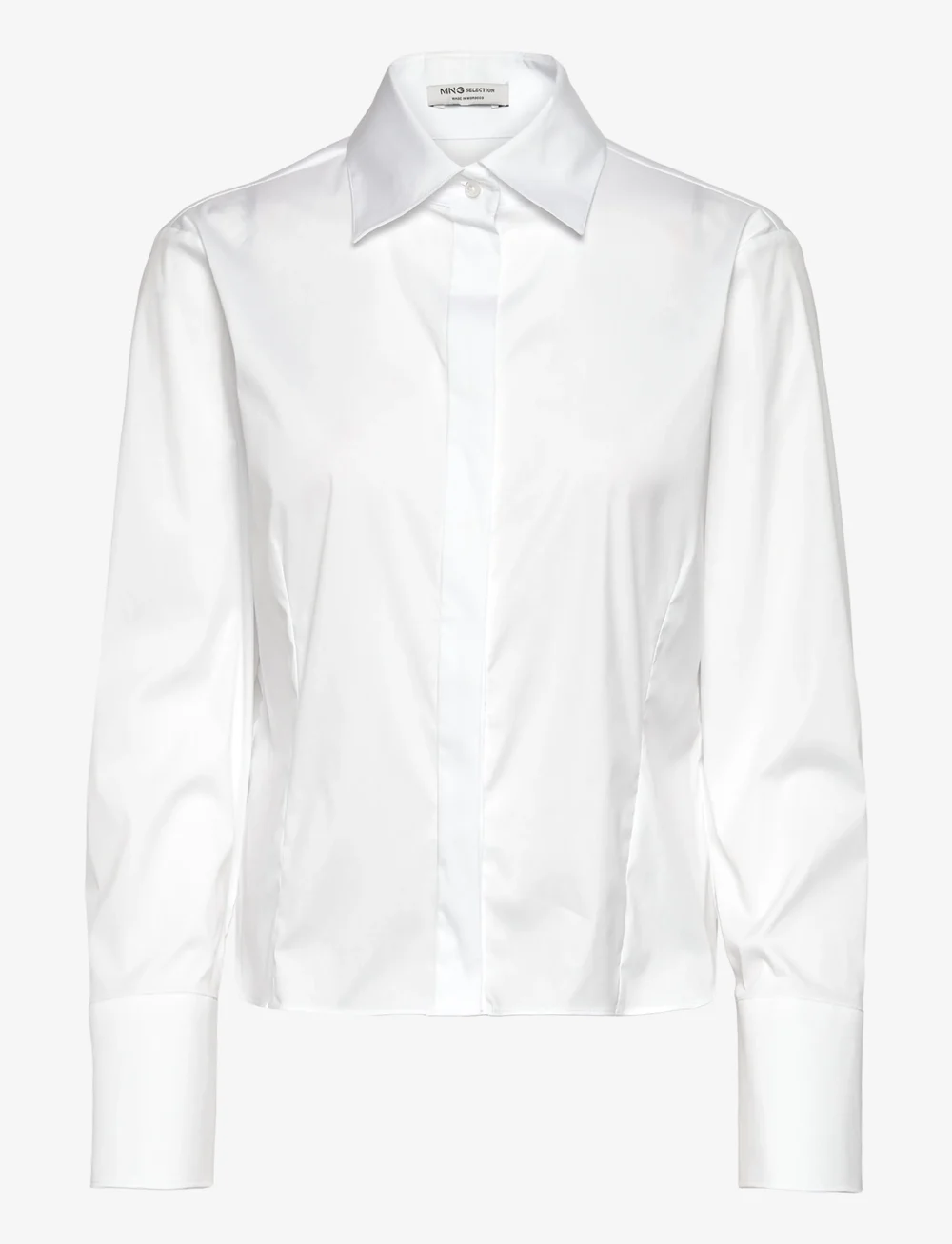 Mango - Slim-fit poplin shirt - langærmede skjorter - white - 0