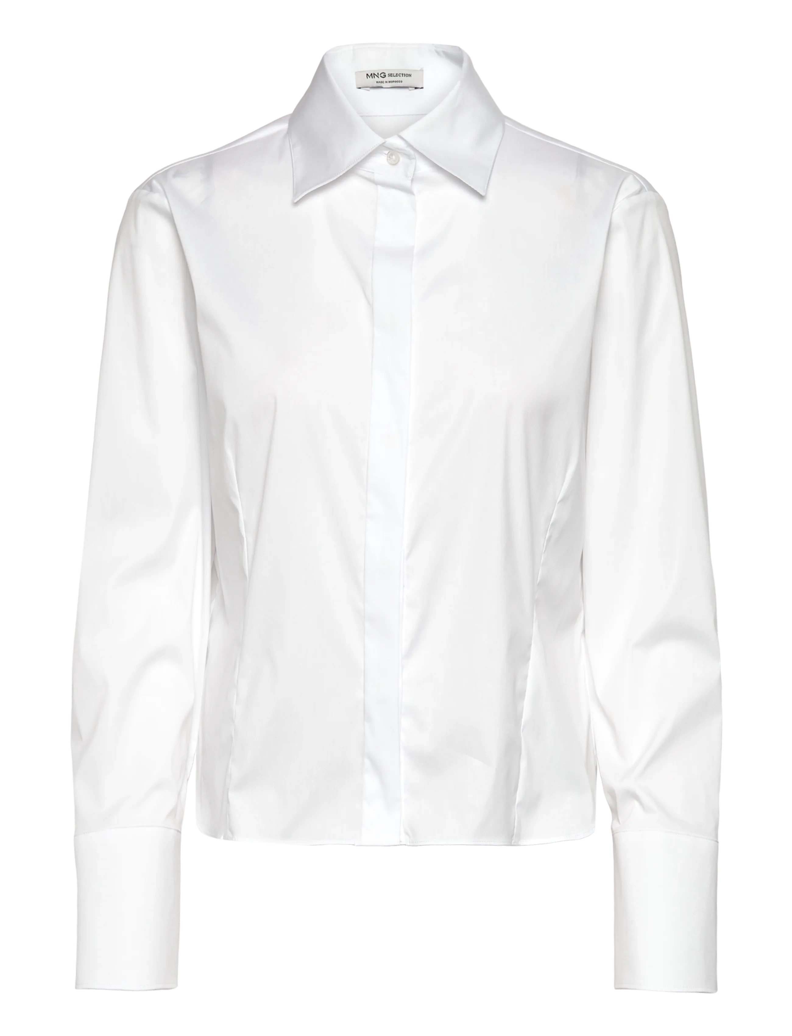 Mango - Slim-fit poplin shirt - white - 1