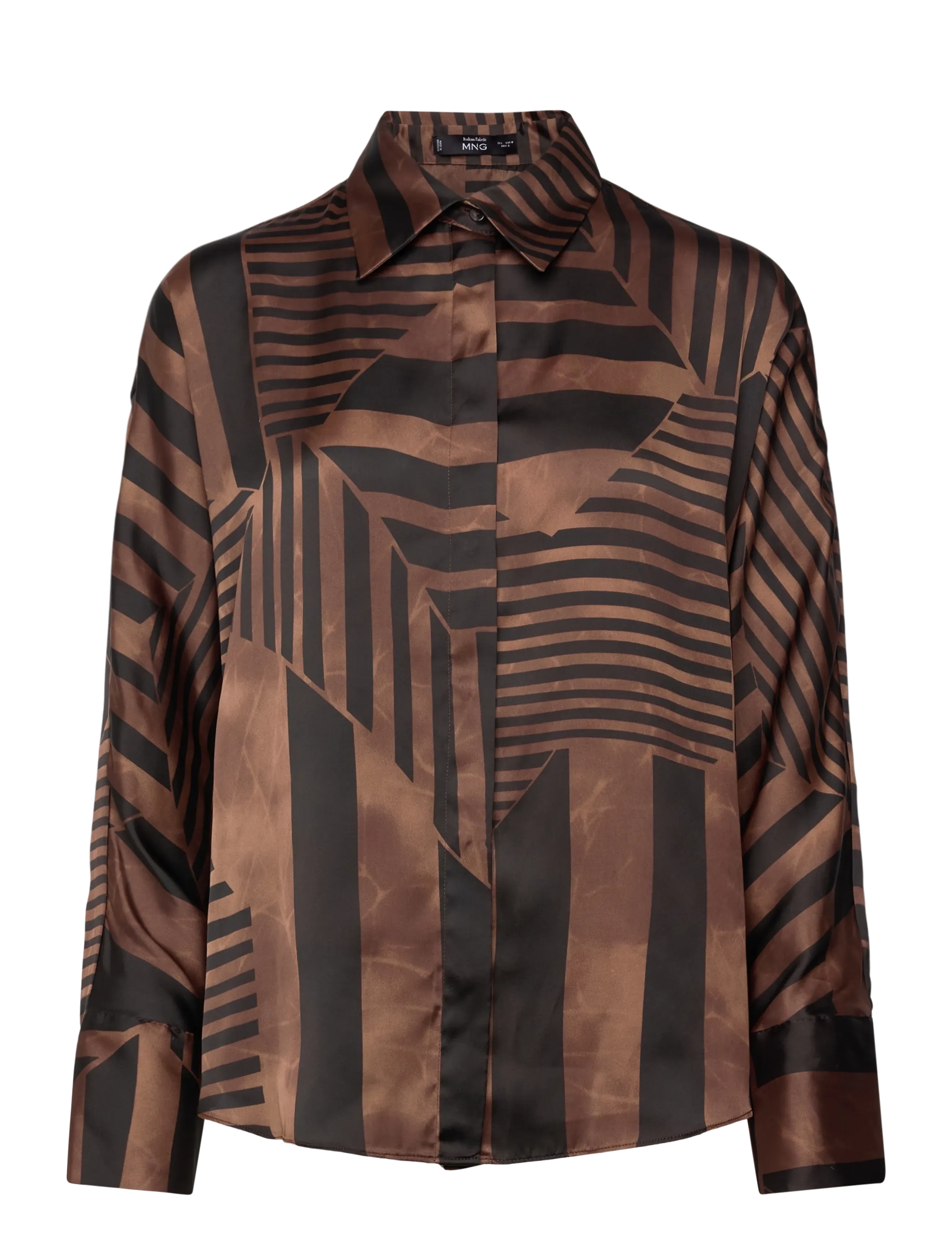 Mango Striped satin blouse - Transitional Layering - BROWN / brown