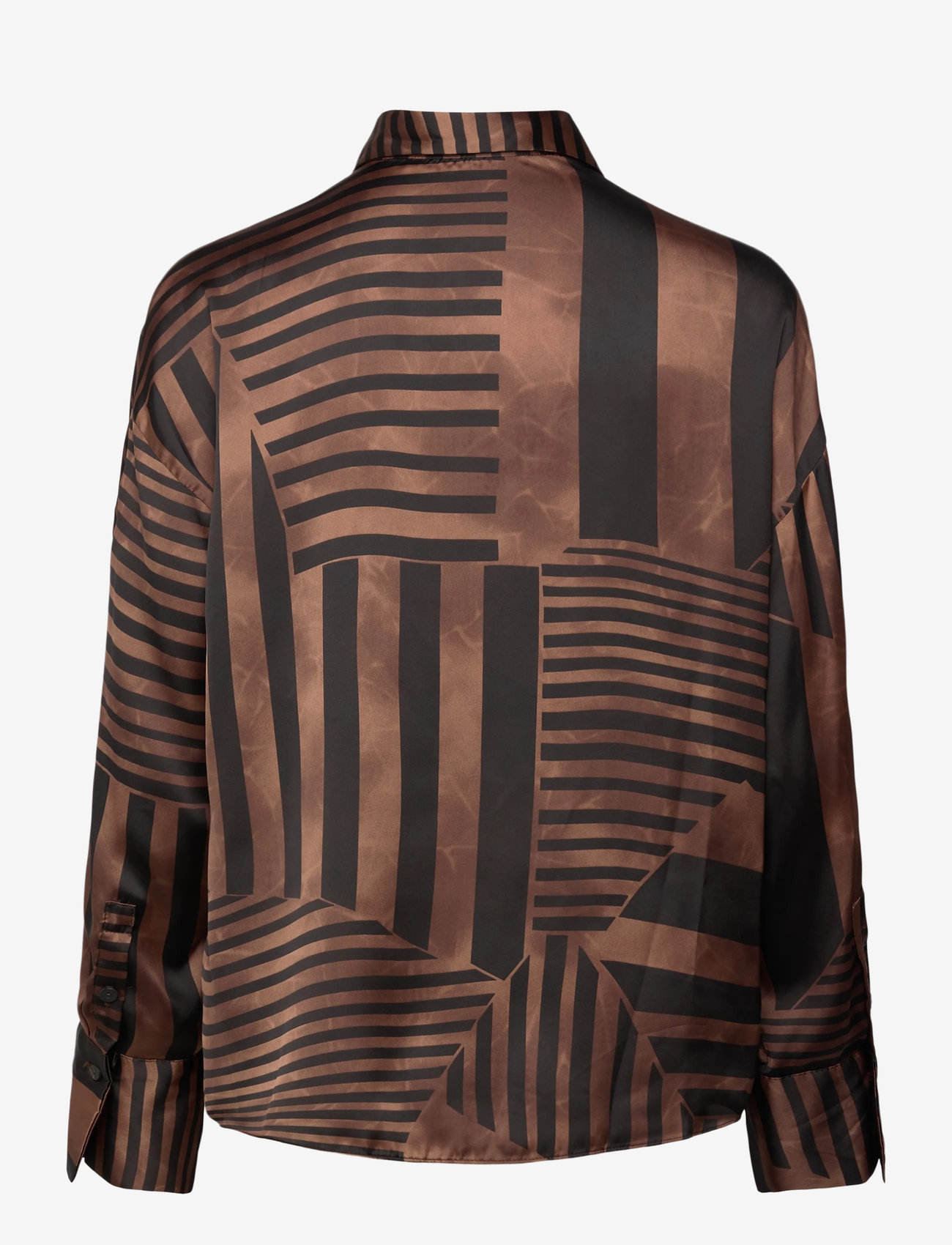 Mango - Striped satin blouse - langærmede skjorter - brown - 2