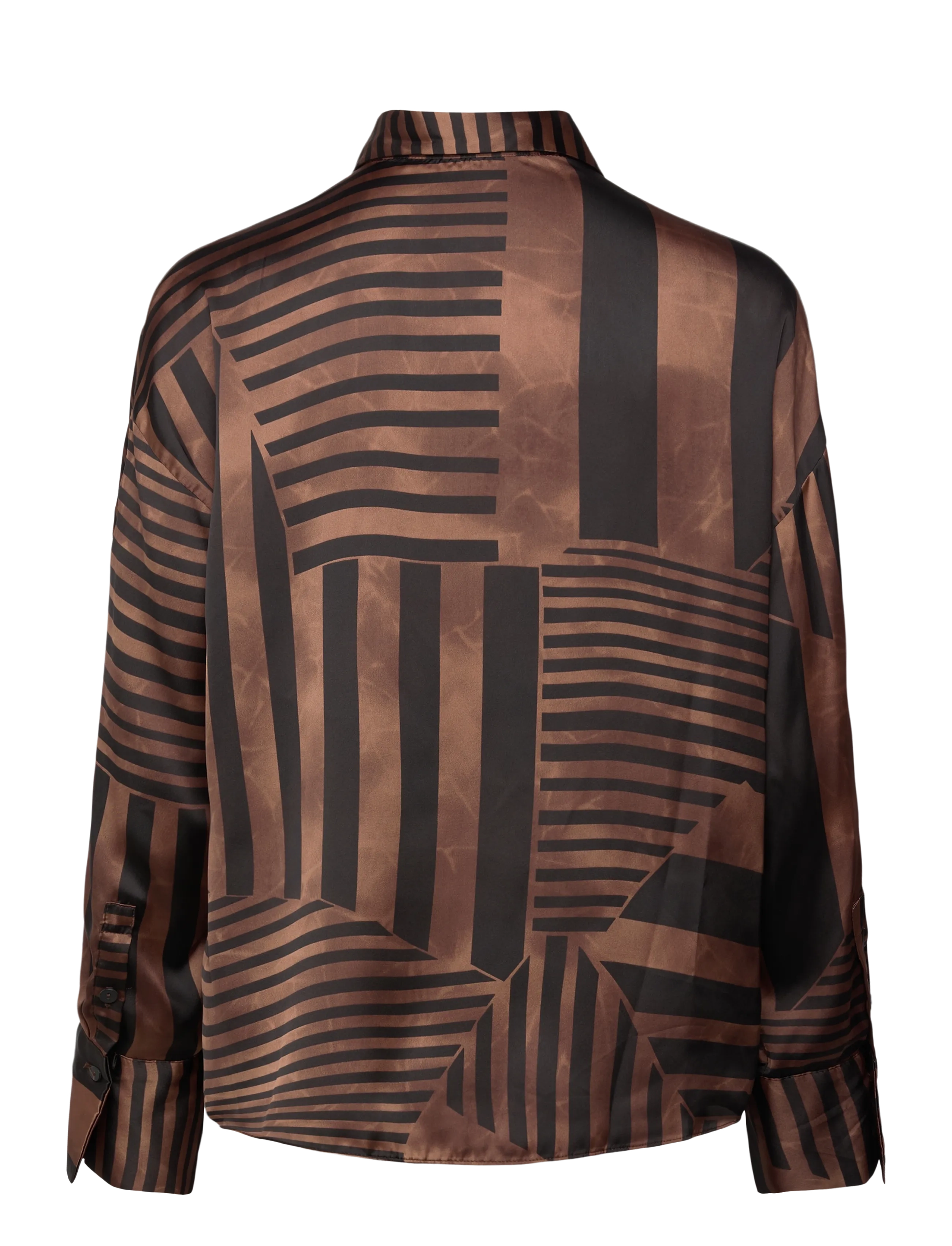 Mango - Striped satin blouse - langærmede skjorter - brown - 2