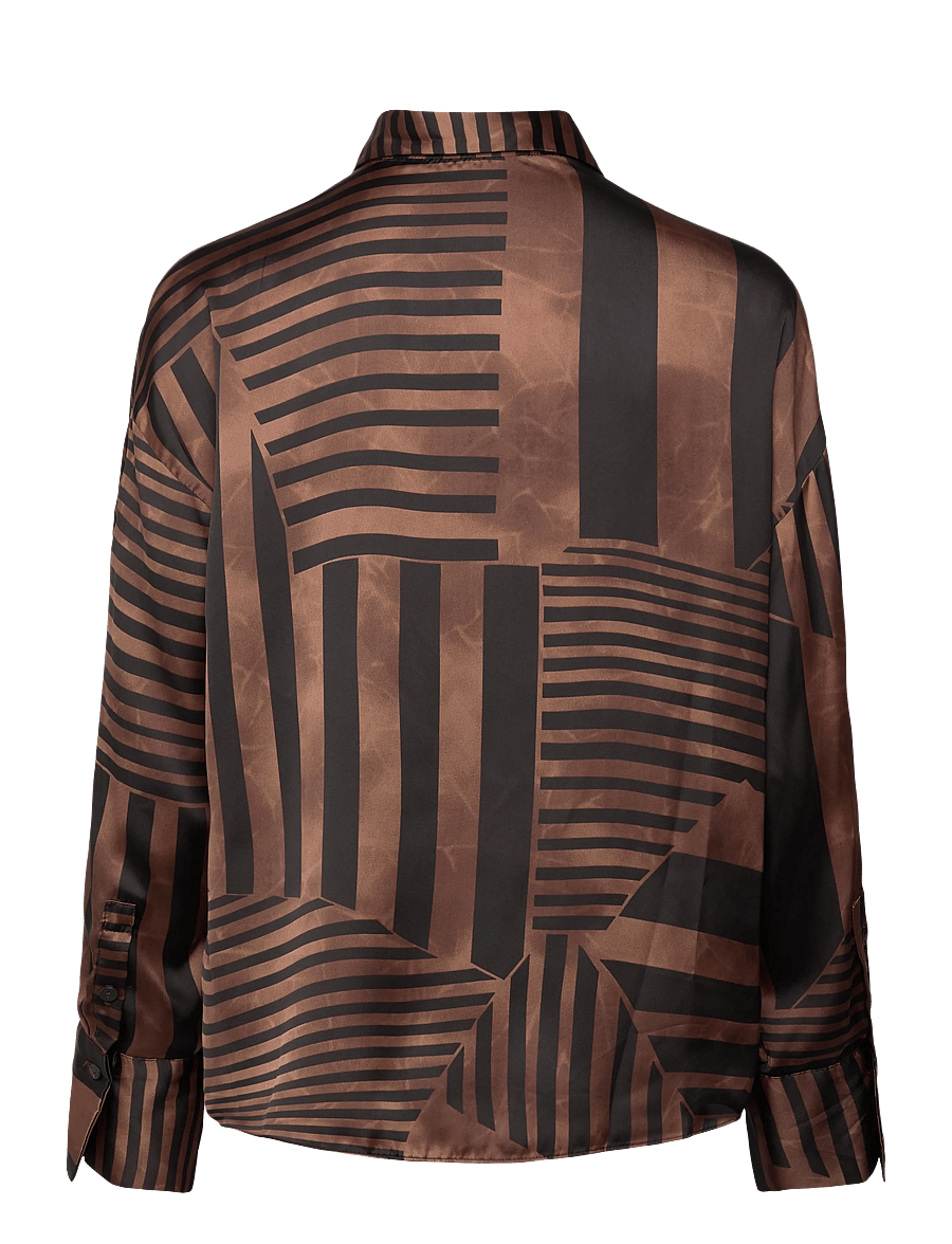 Mango - Striped satin blouse - langærmede skjorter - brown - 2