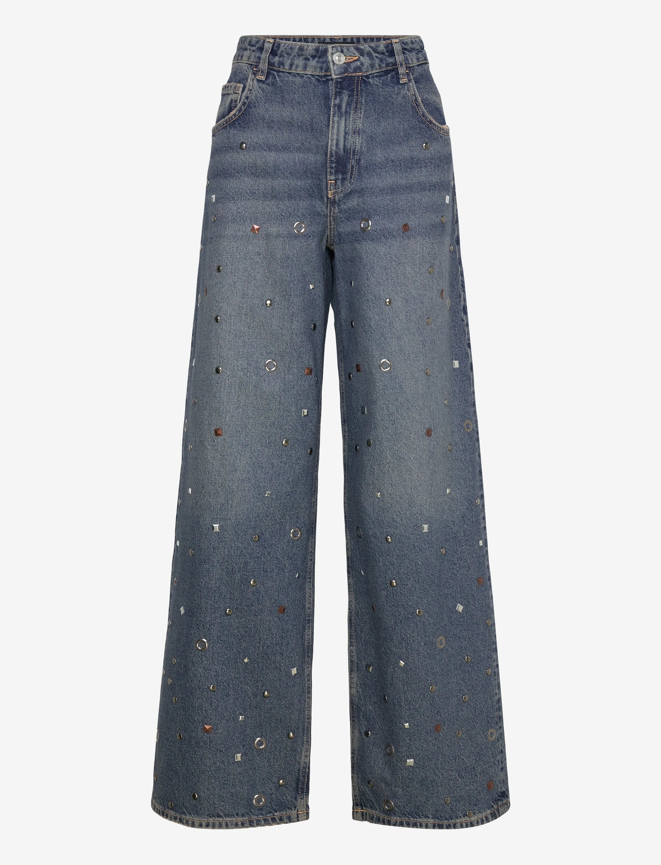 Mango - Straight-leg jeans with eyelets - straight jeans - open blue - 0