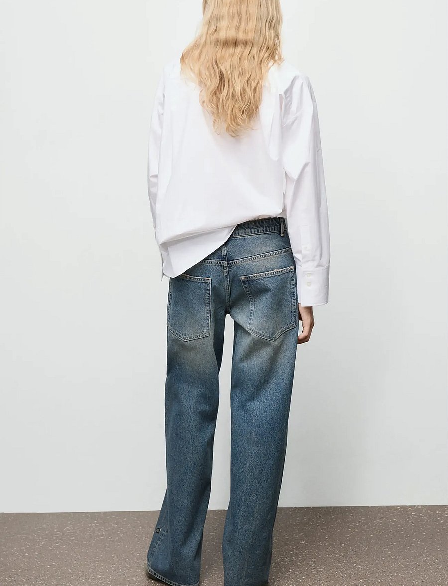 Mango - Straight-leg jeans with eyelets - straight jeans - open blue - 3