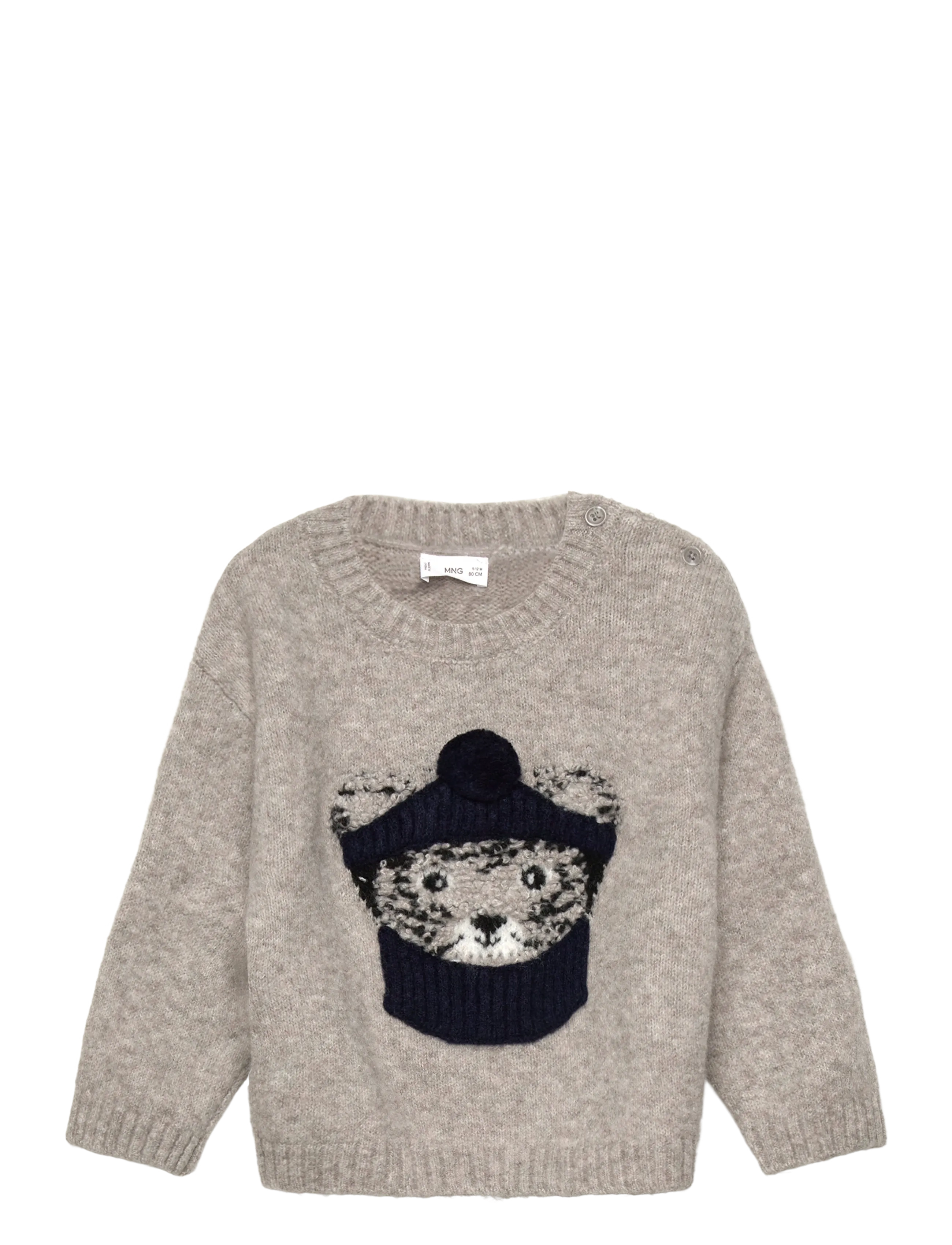 MANGO Strick Pullover With Bear Detail Grau - 2-3 - Kinder