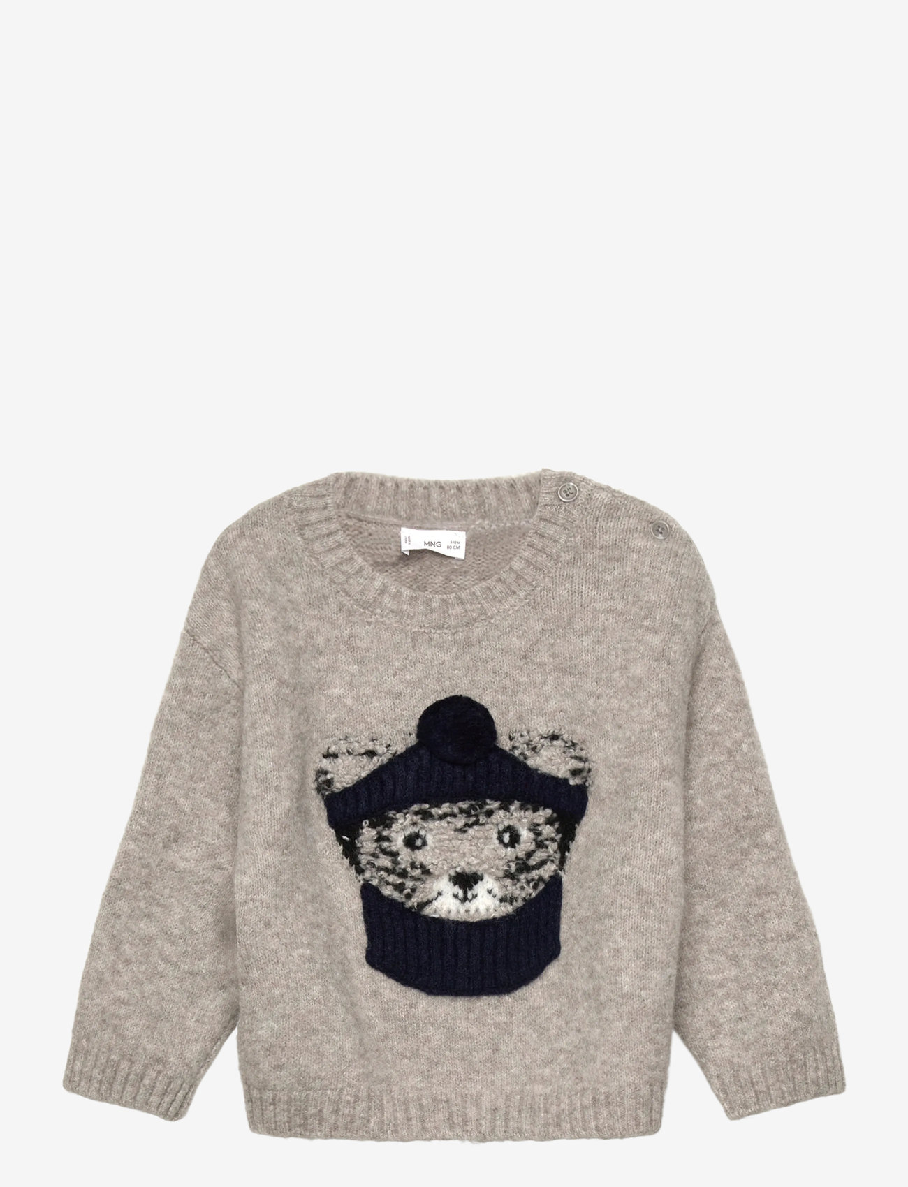 Mango - Knitted sweater with bear detail - džemperiai - lt pastel grey - 1