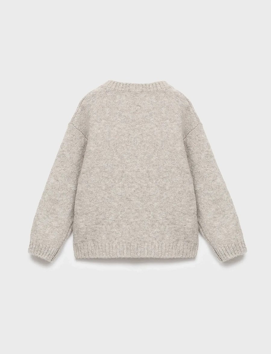 Mango - Knitted sweater with bear detail - stickade tröjor - lt pastel grey - 3
