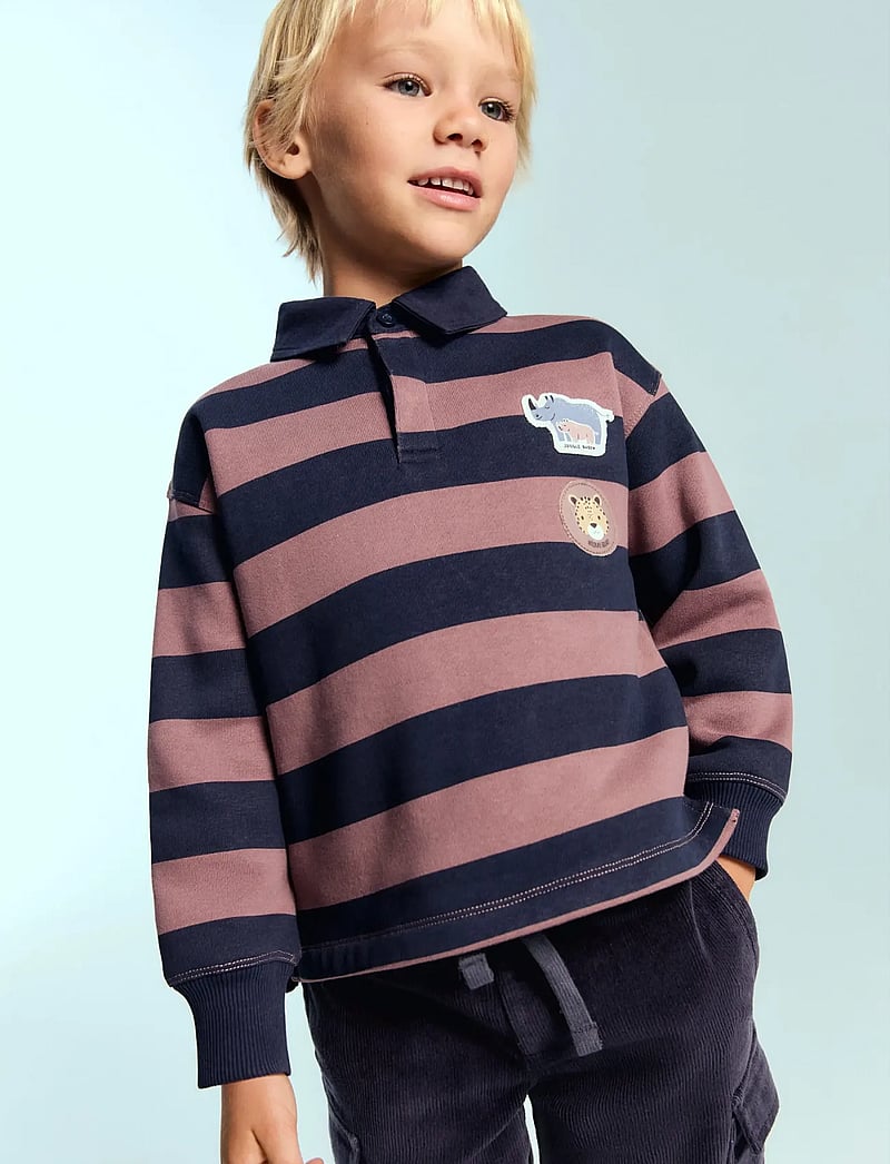 Mango - Printed polo-neck sweatshirt - long-sleeved polos - navy - 0