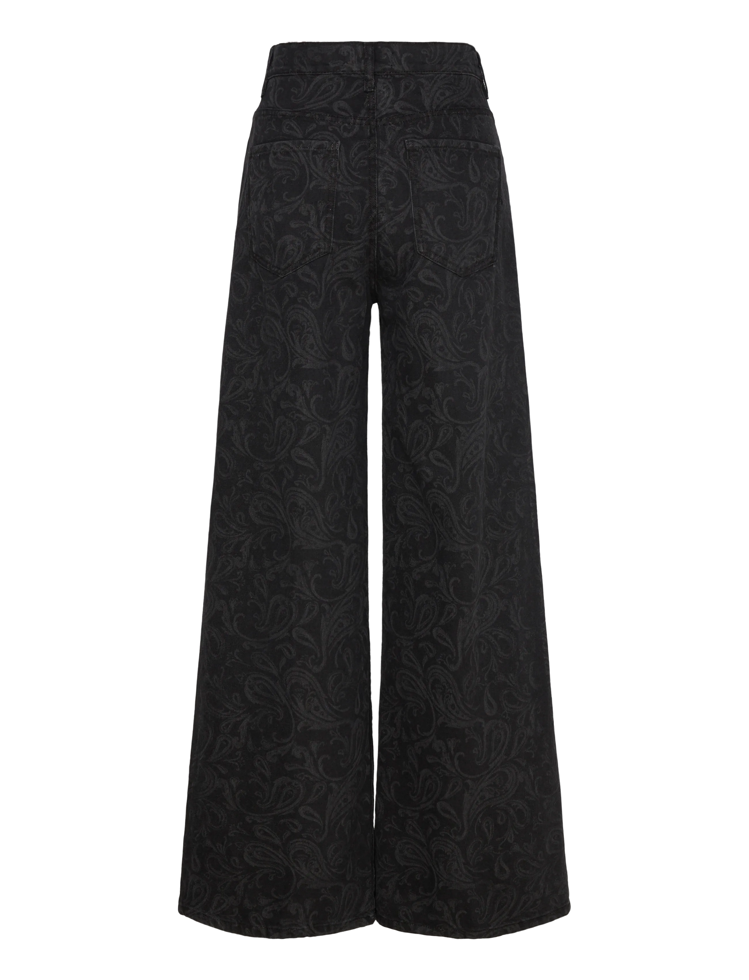 Mango - Wide leg paisley-print jeans - brede jeans - open grey - 2