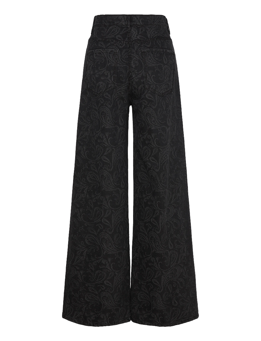 Mango - Wide leg paisley-print jeans - vide jeans - open grey - 2