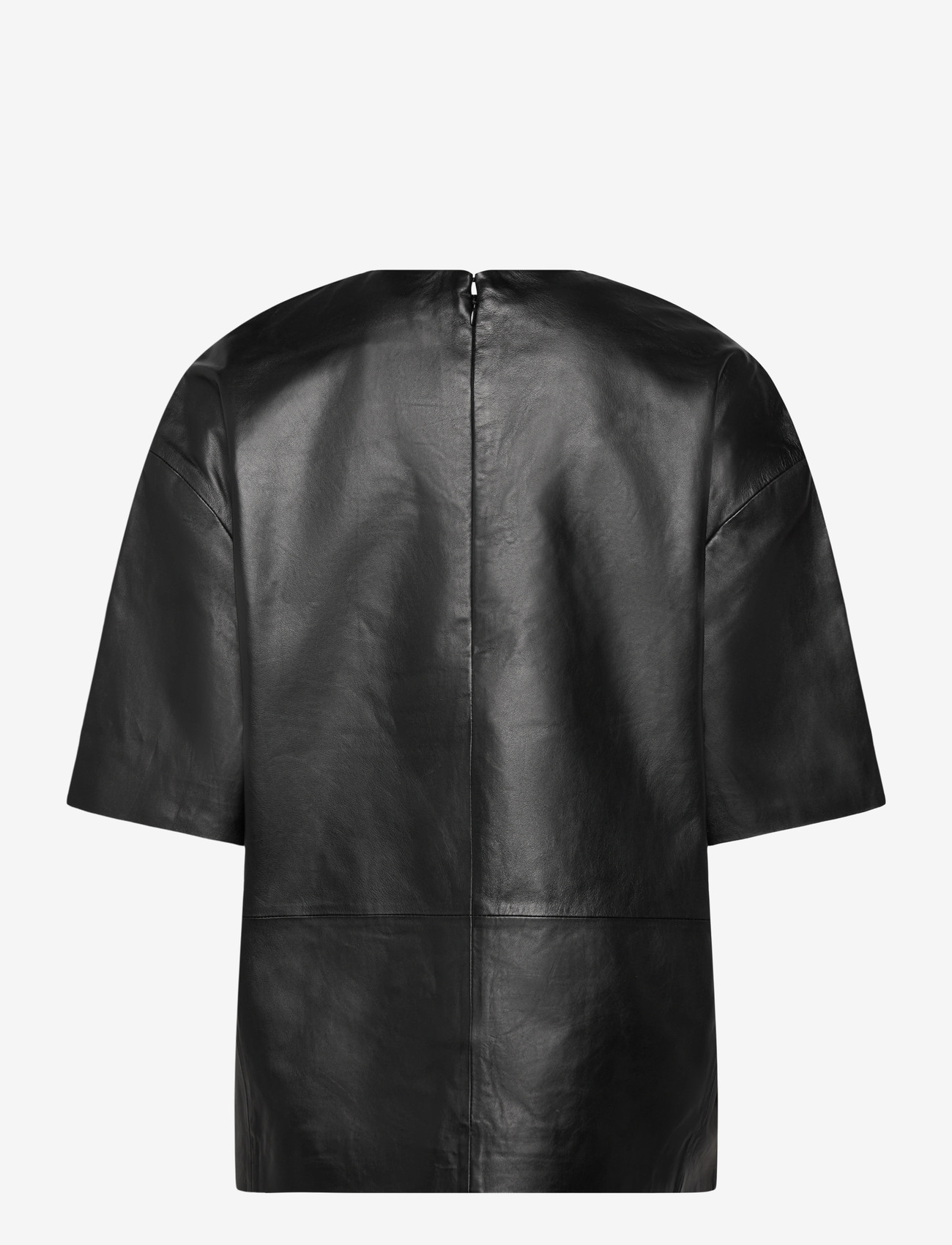 Mango - 100% leather oversized t-shirt - t-shirts - black - 2