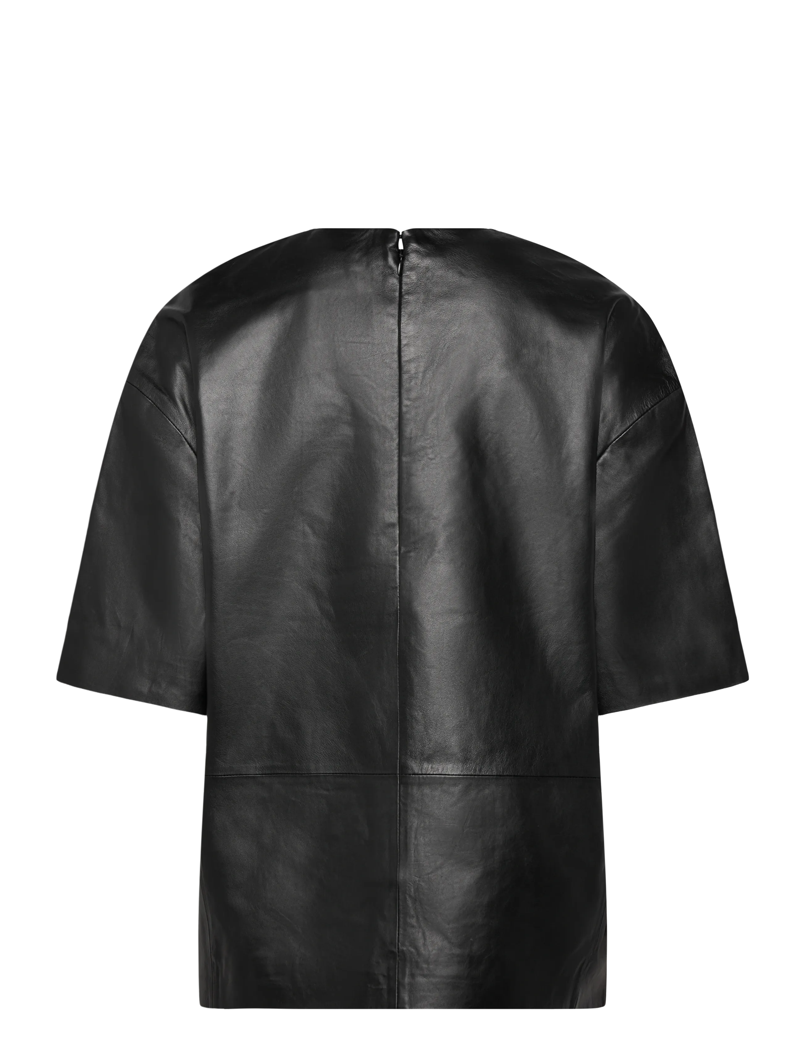 Mango - 100% leather oversized t-shirt - t-shirts - black - 2