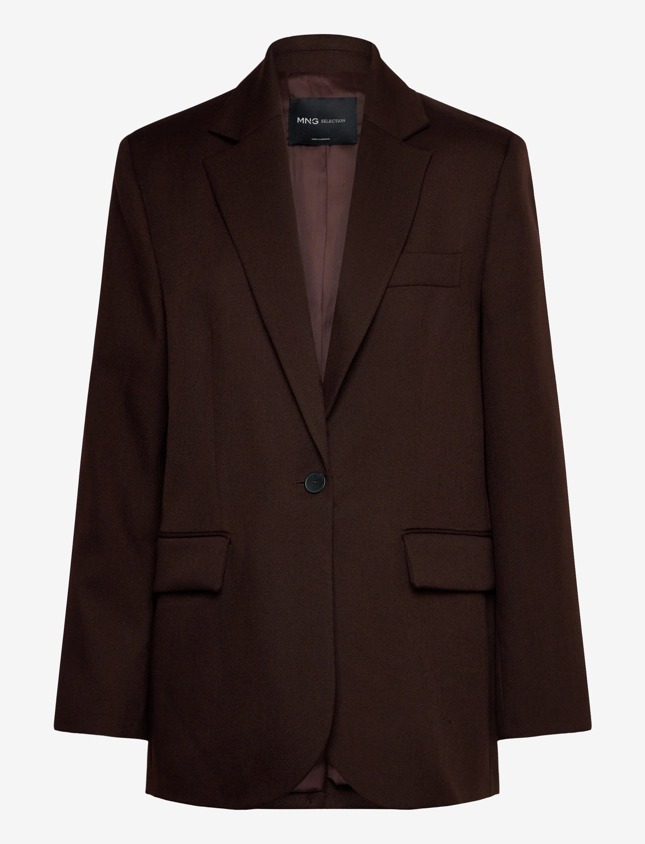 Mango - 100% wool suit jacket - enkeltradede blazere - brown - 0