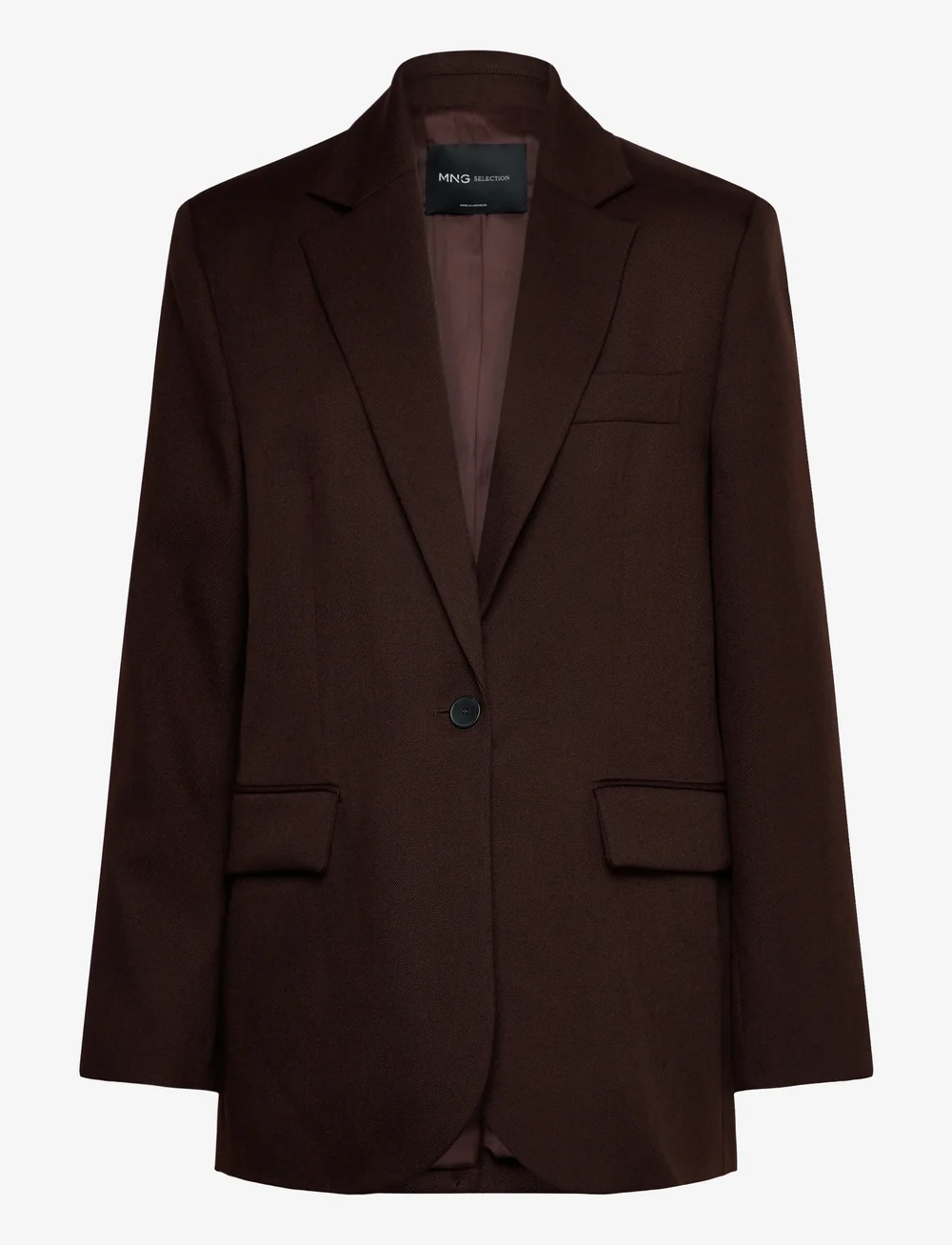 Mango - 100% wool suit jacket - enkelknäppta kavajer - brown - 0