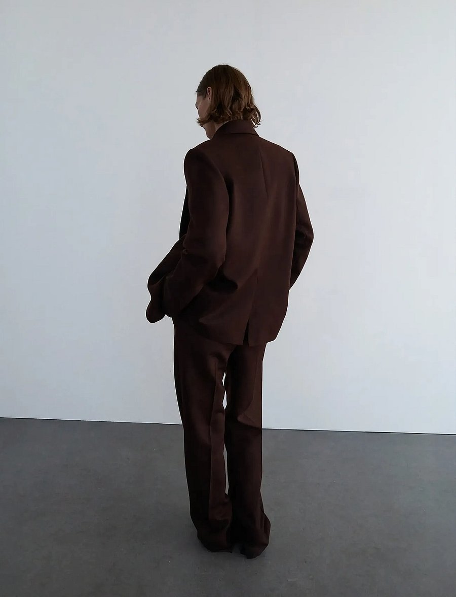 Mango - 100% wool suit jacket - brown - 3