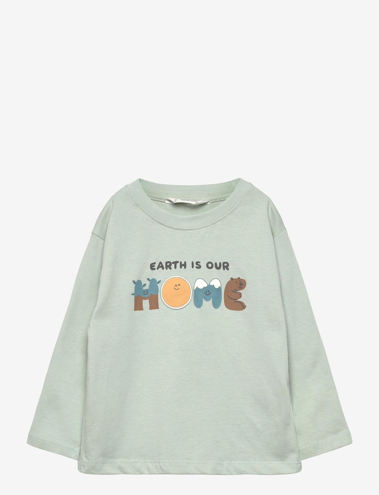 Mango - Printed cotton-blend t-shirt - langærmede t-shirts - turquoise - aqua - 0