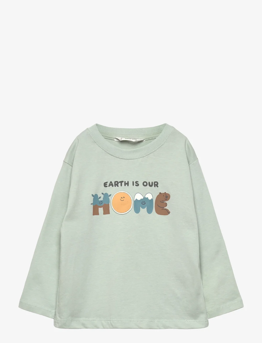 Mango - Printed cotton-blend t-shirt - langärmelig - turquoise - aqua - 0